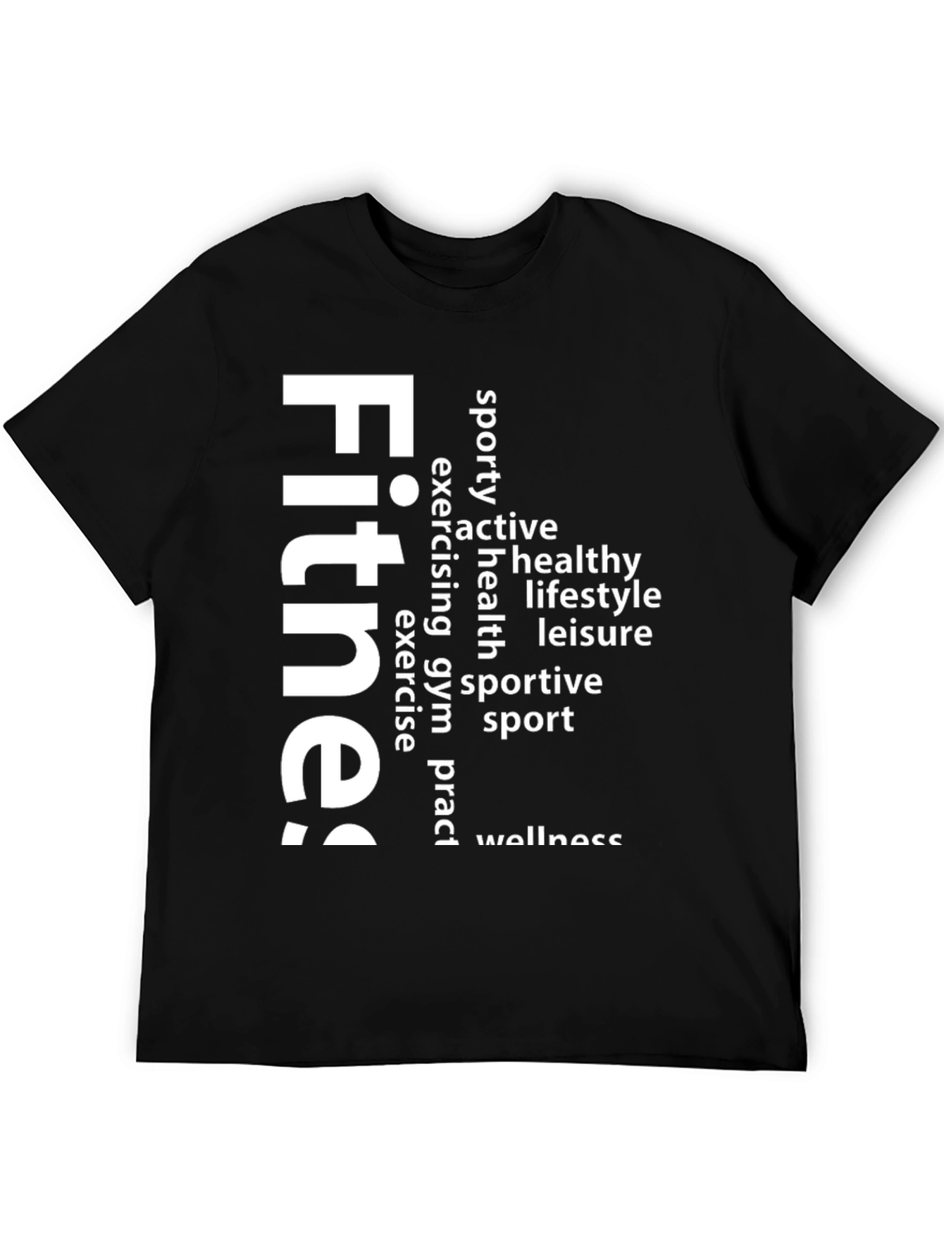Fitness Word Art Graphic Tee - Black