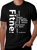 Fitness Word Art Graphic Tee - Black