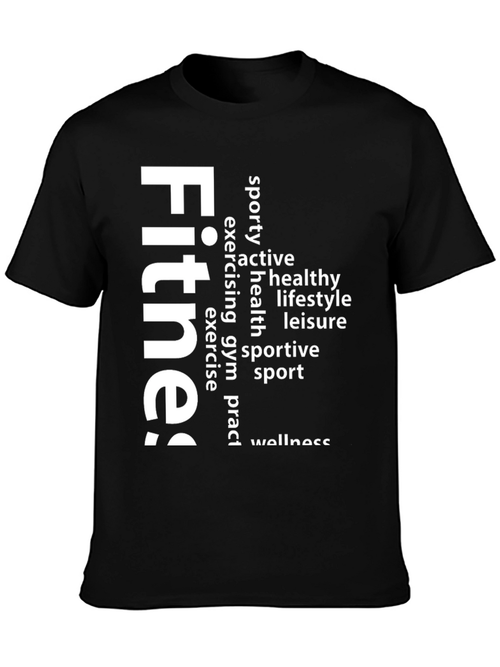 Fitness Word Art Graphic Tee - Black