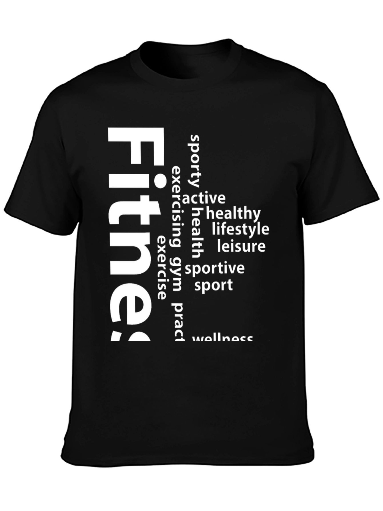 Fitness Word Art Graphic Tee - Black