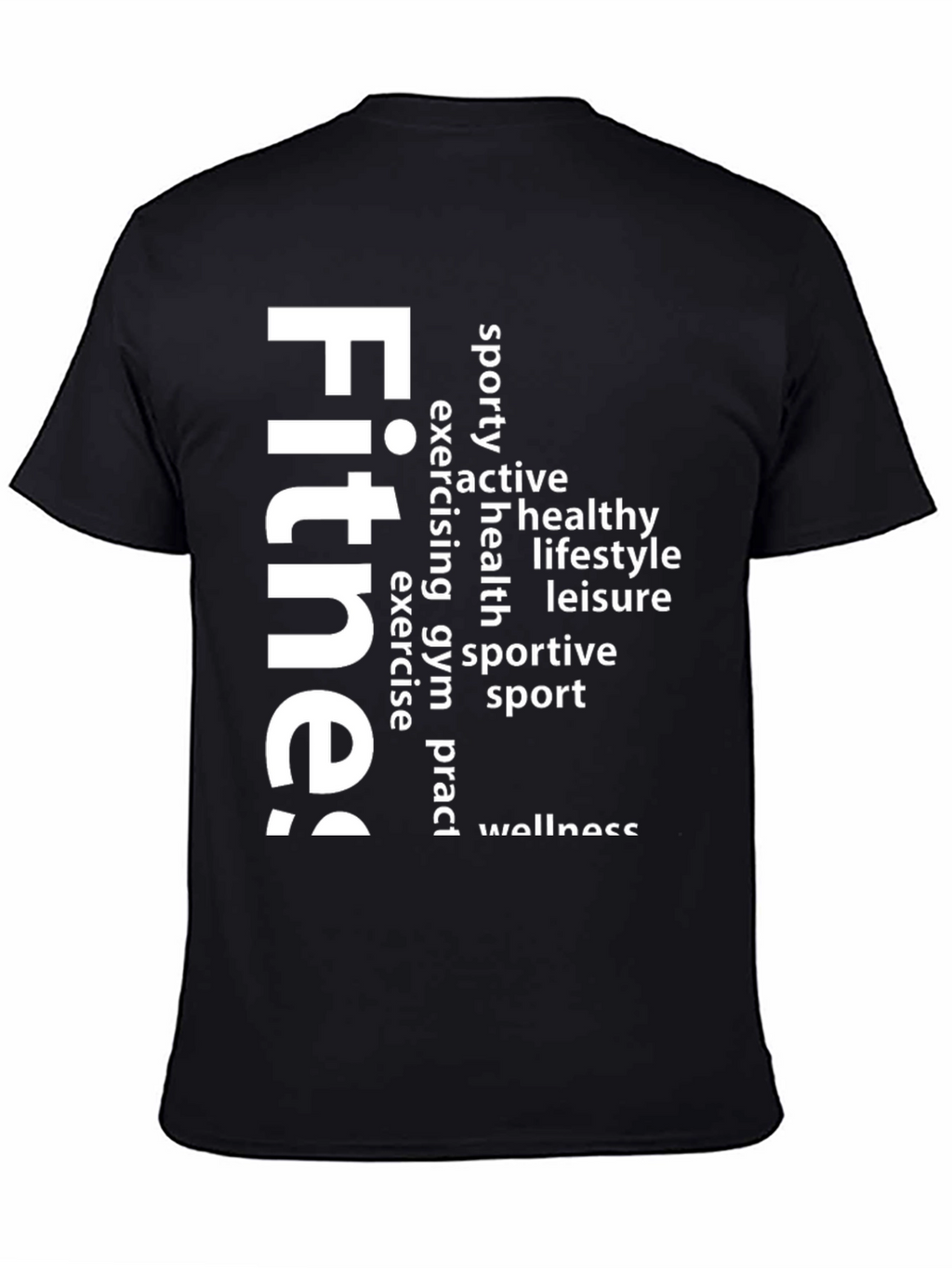 Fitness Word Art Graphic Tee - Black
