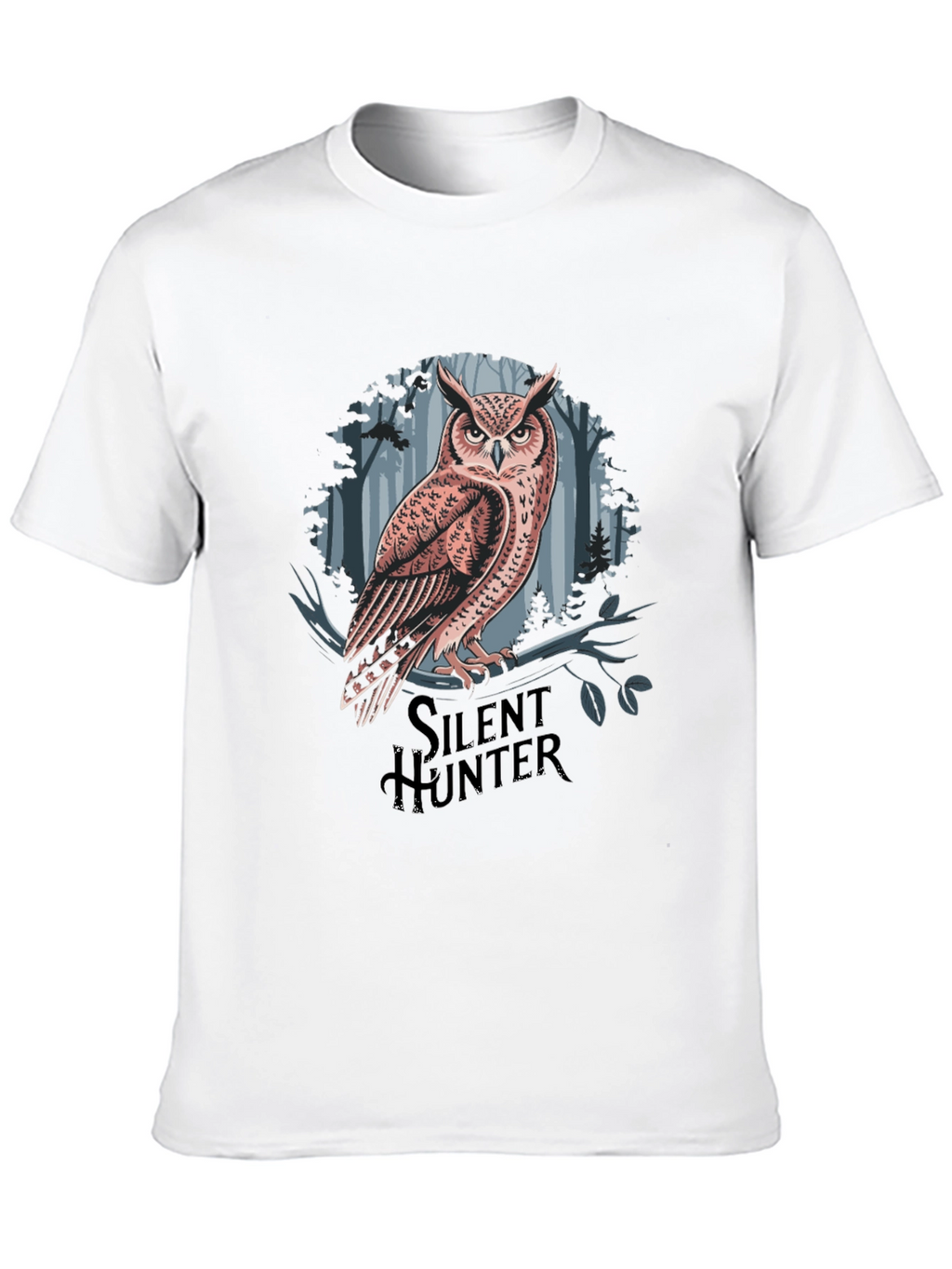 Silent Hunter Owl Graphic Tee - Black Cotton Blend