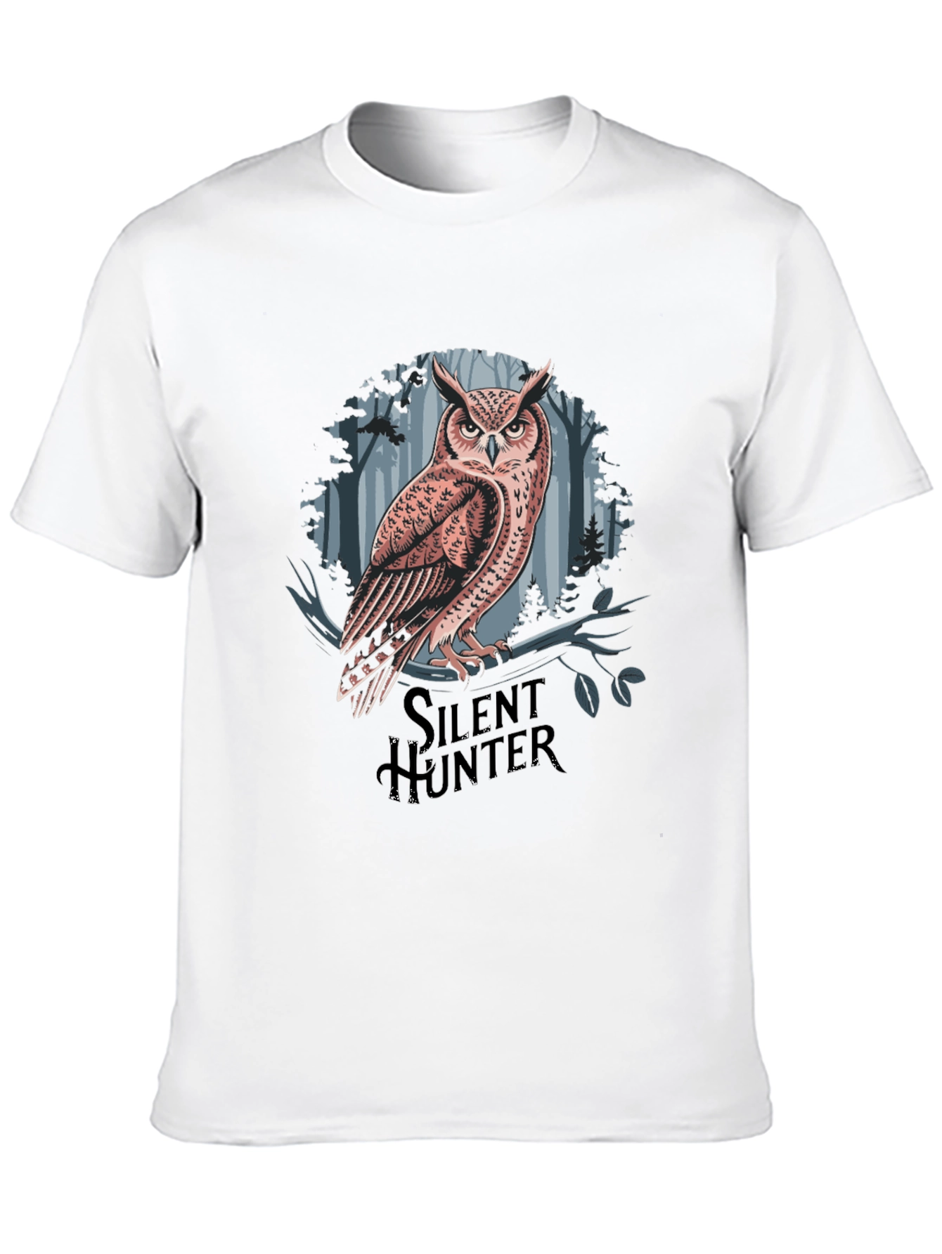 Silent Hunter Owl Graphic Tee - Black Cotton Blend