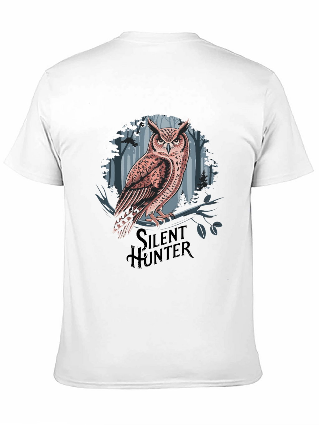 Silent Hunter Owl Graphic Tee - Black Cotton Blend