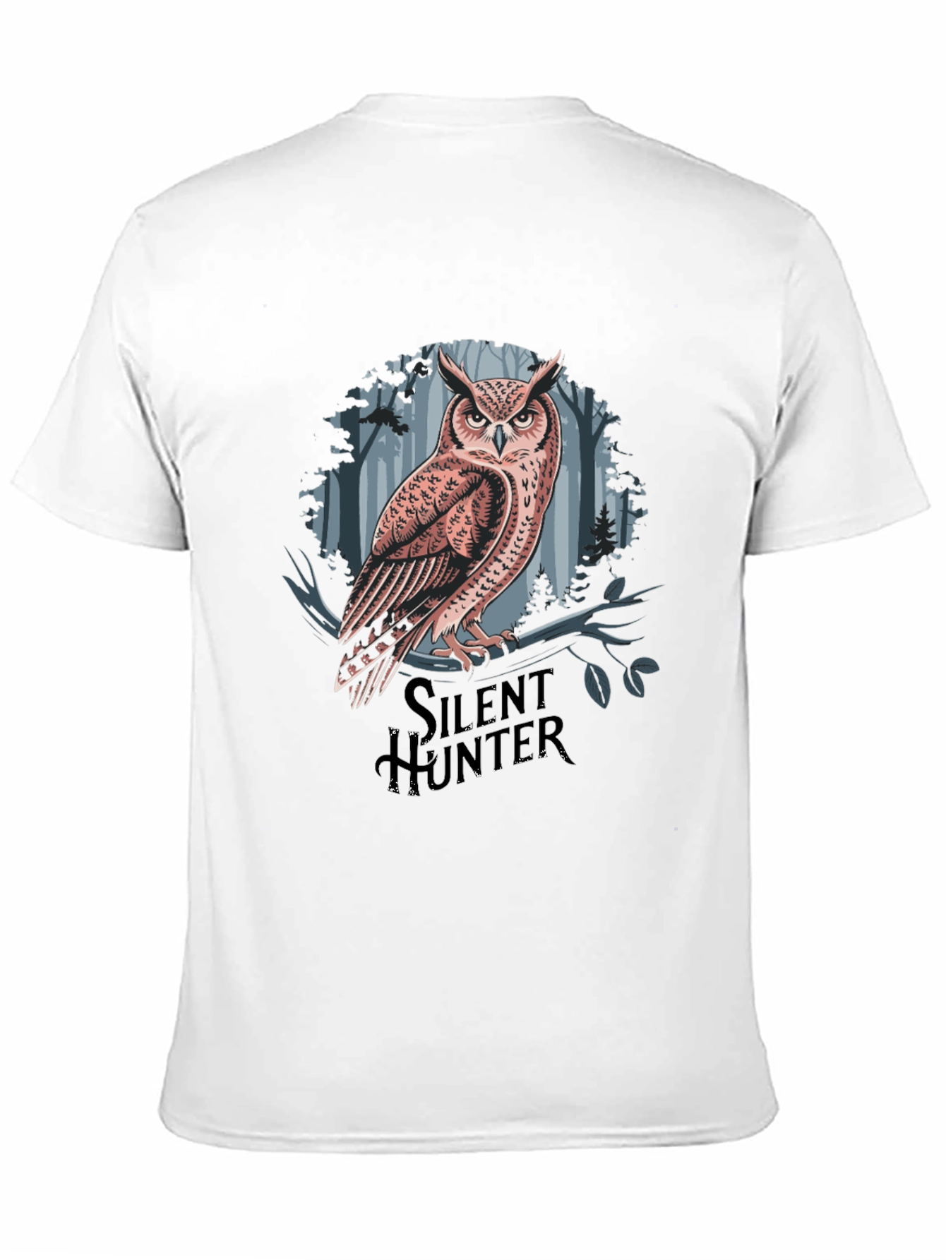 Silent Hunter Owl Graphic Tee - Black Cotton Blend
