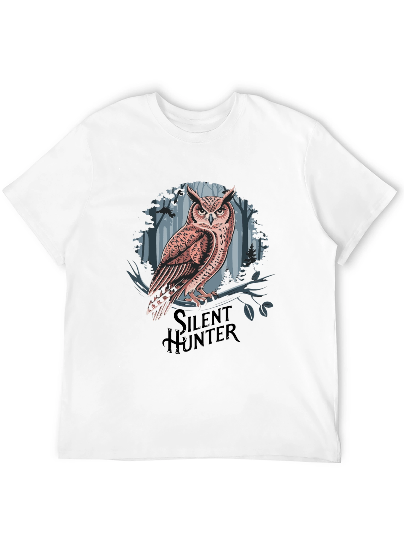 Silent Hunter Owl Graphic Tee - Black Cotton Blend