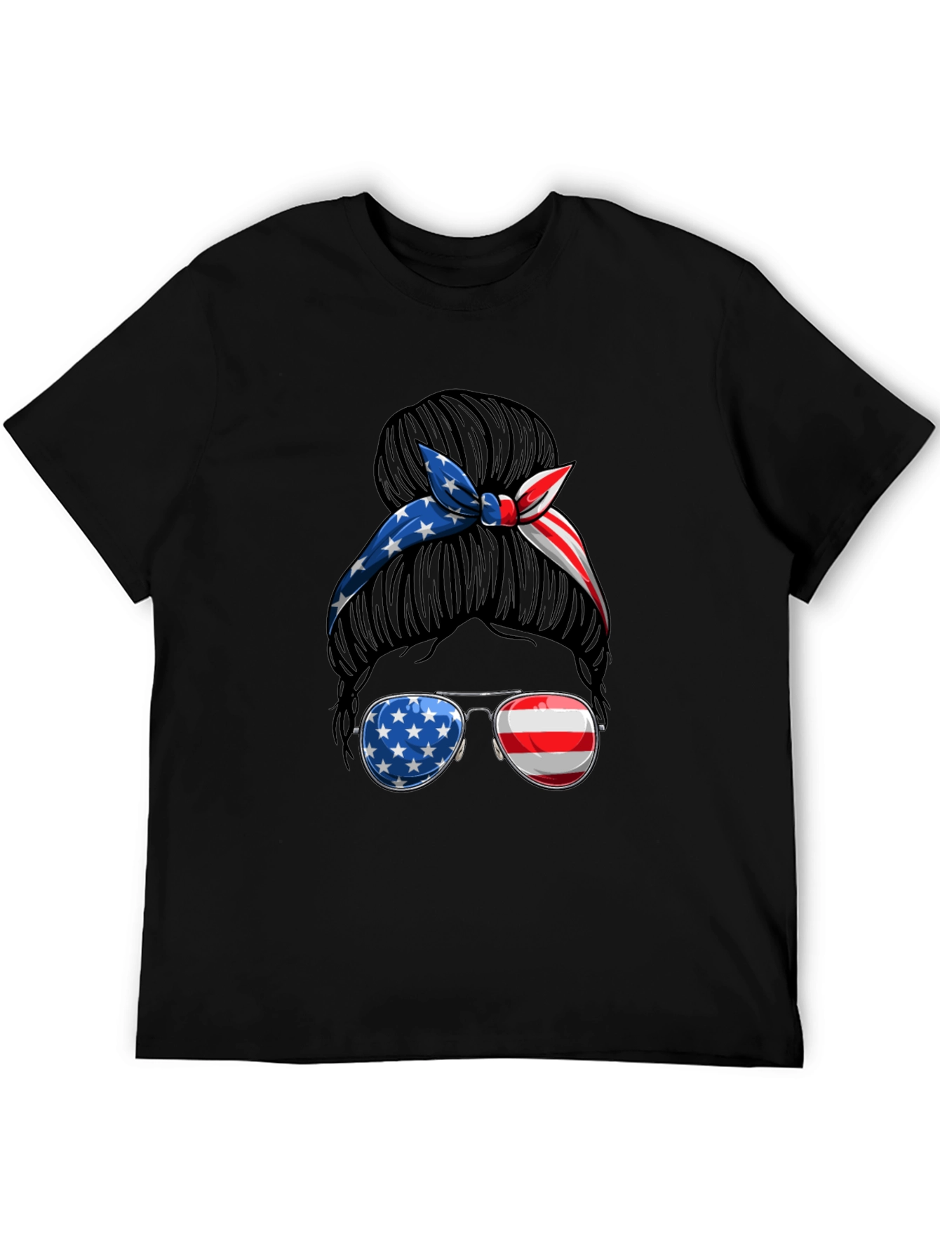 Patriotic Messy Bun T-Shirt - USA Pride