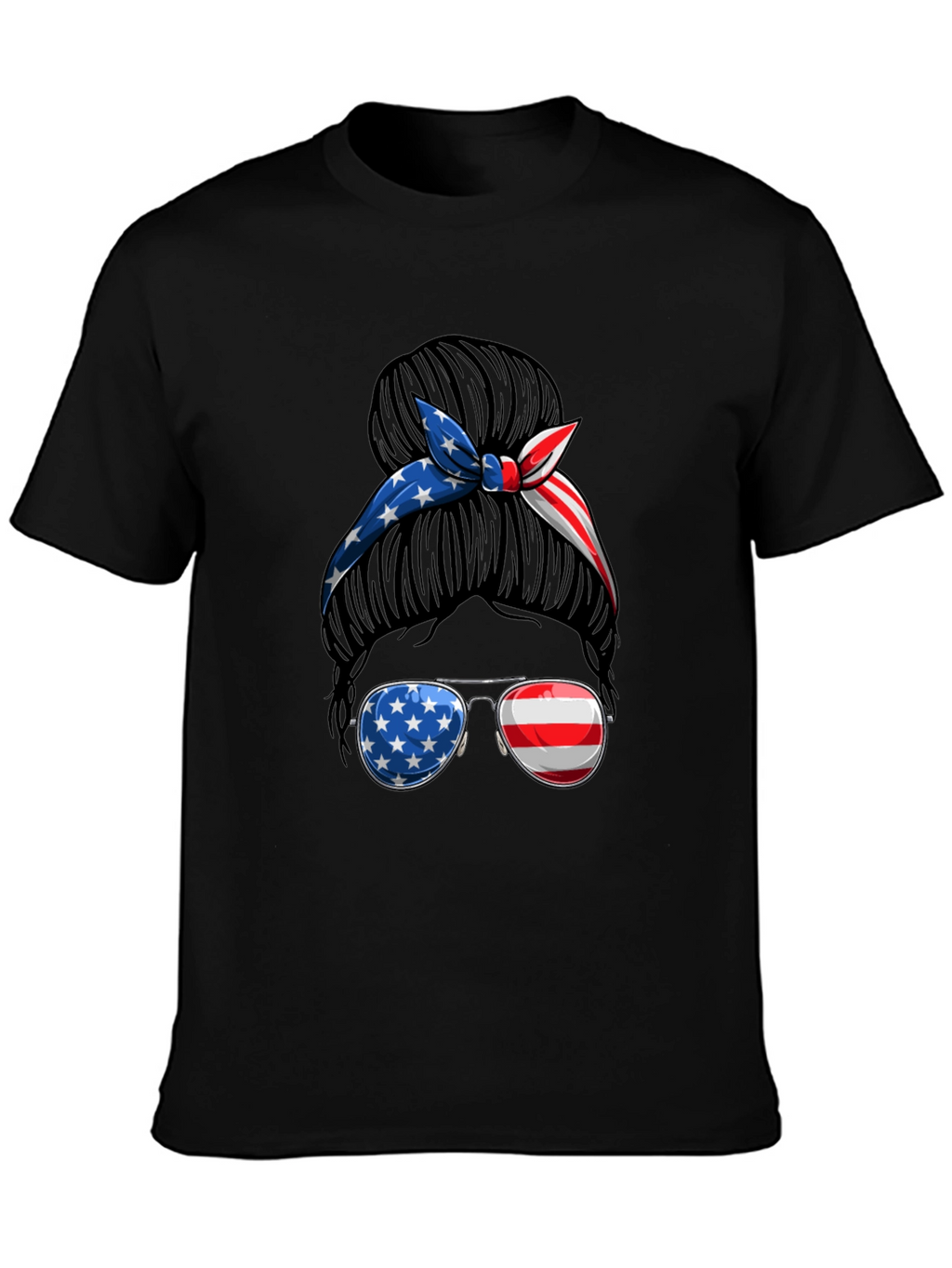 Patriotic Messy Bun T-Shirt - USA Pride