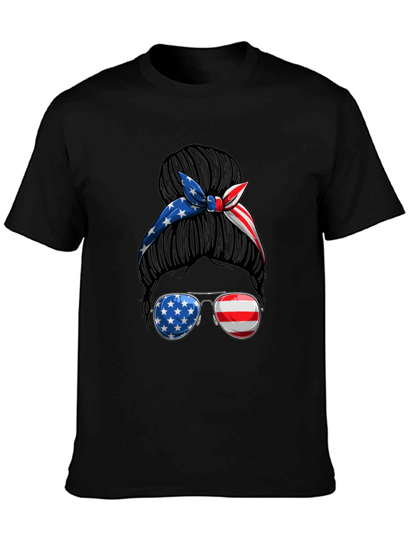 Patriotic Messy Bun T-Shirt - USA Pride
