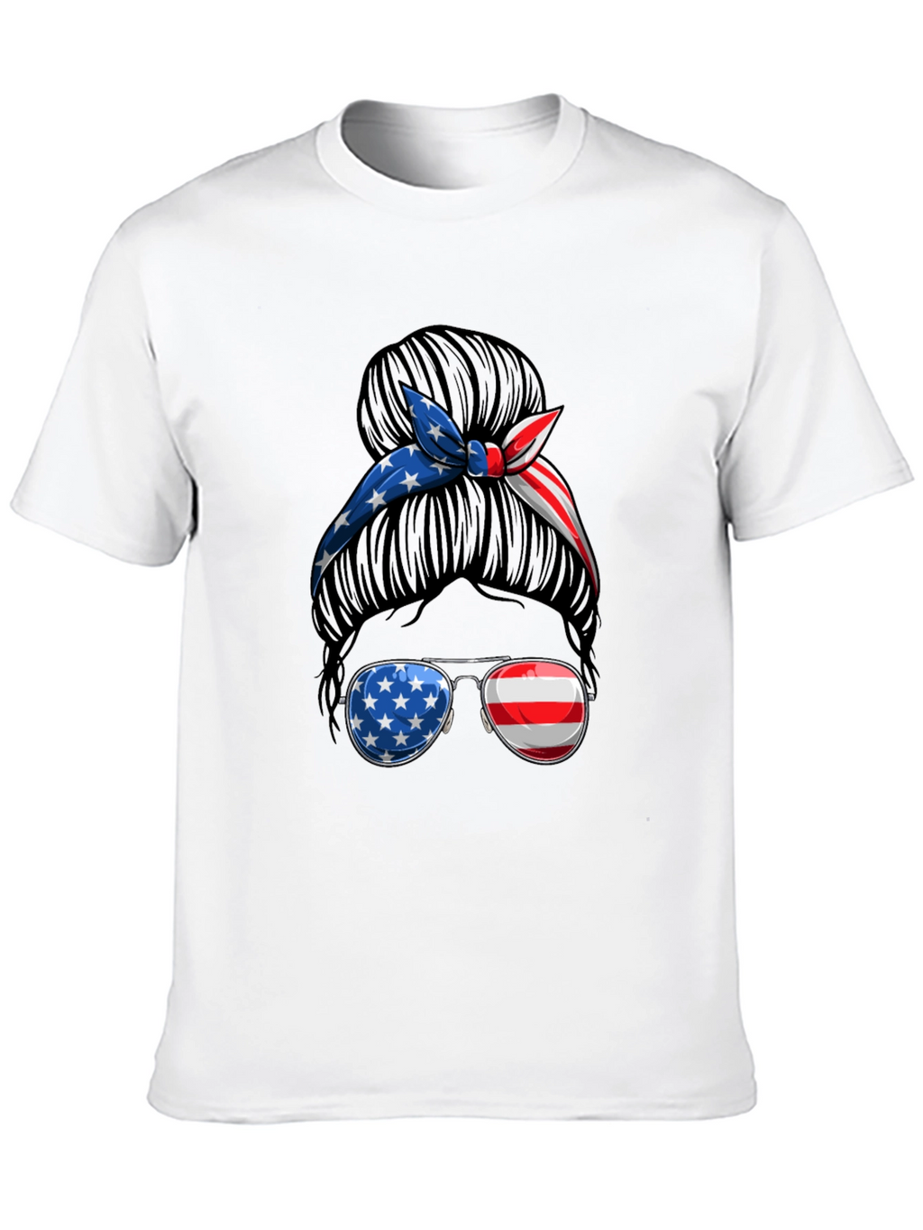 Patriotic Messy Bun T-Shirt - USA Pride