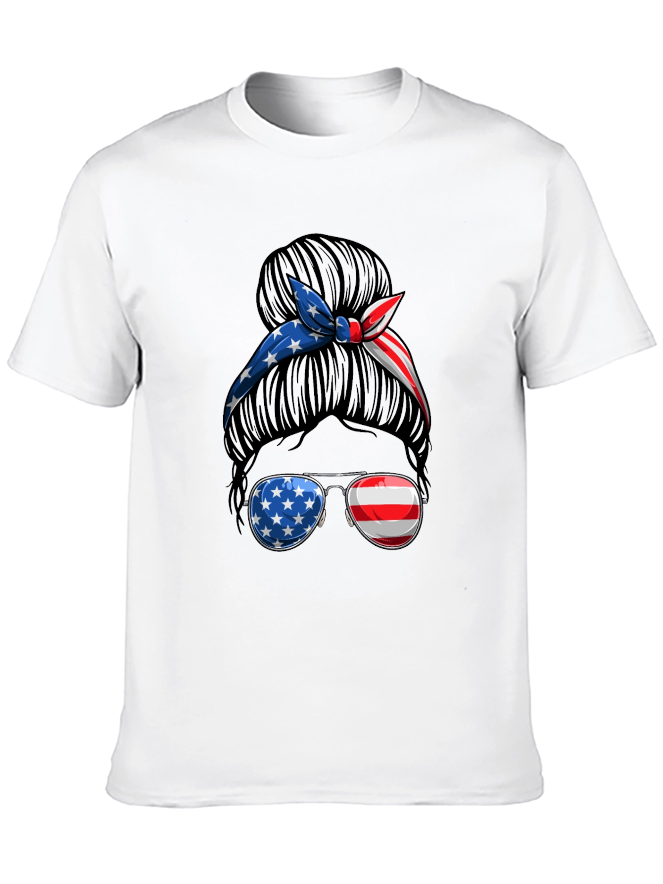 Patriotic Messy Bun T-Shirt - USA Pride