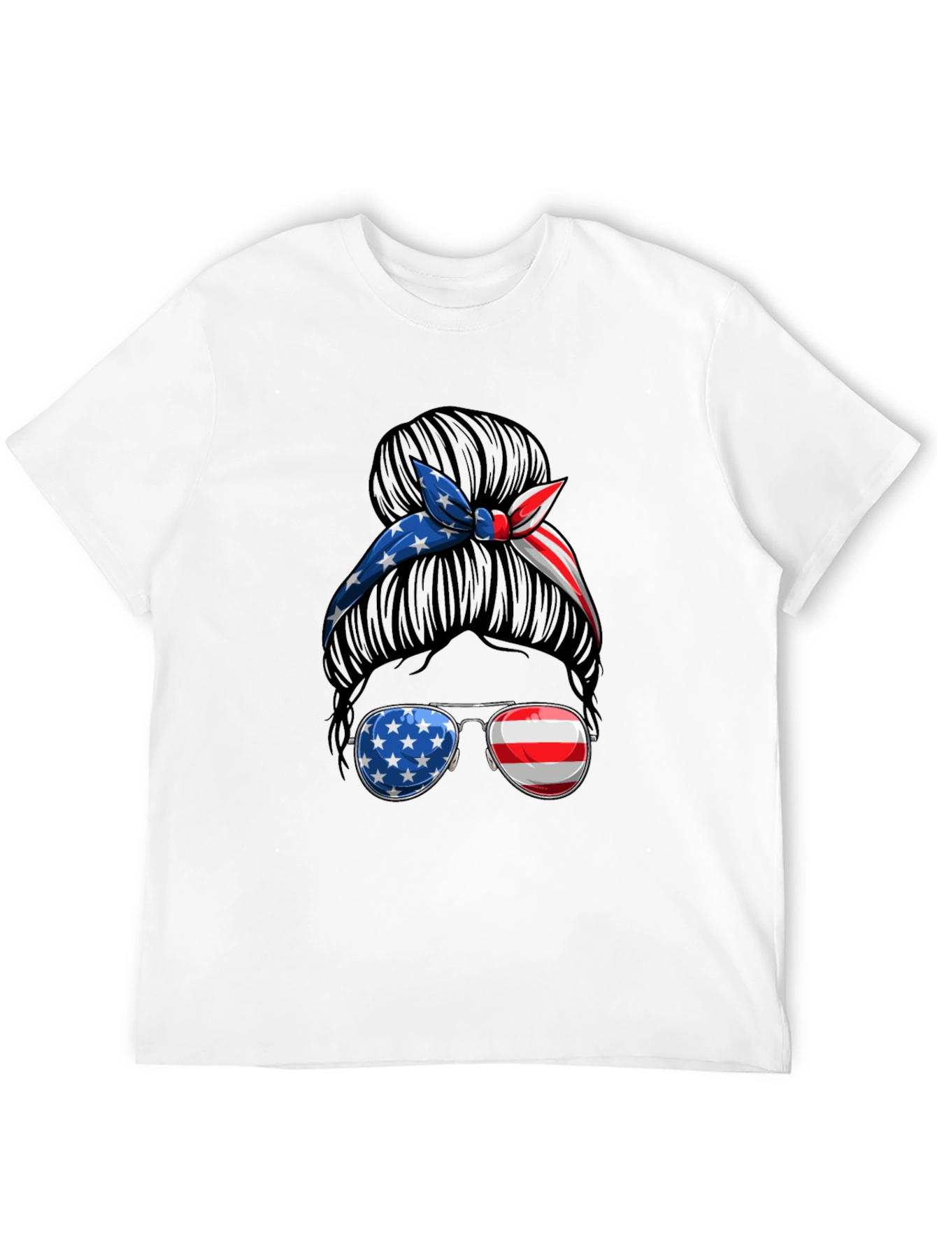 Patriotic Messy Bun T-Shirt - USA Pride