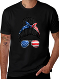 Patriotic Messy Bun T-Shirt - USA Pride