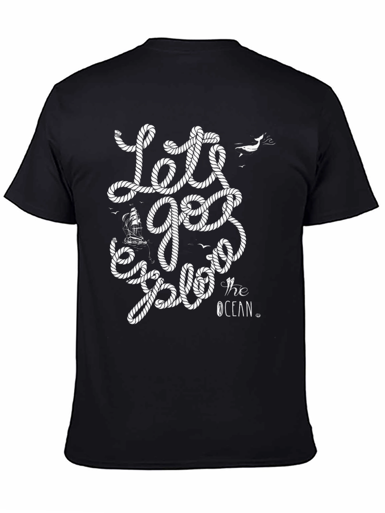 Lets Go Explore the Ocean Black Graphic Tee