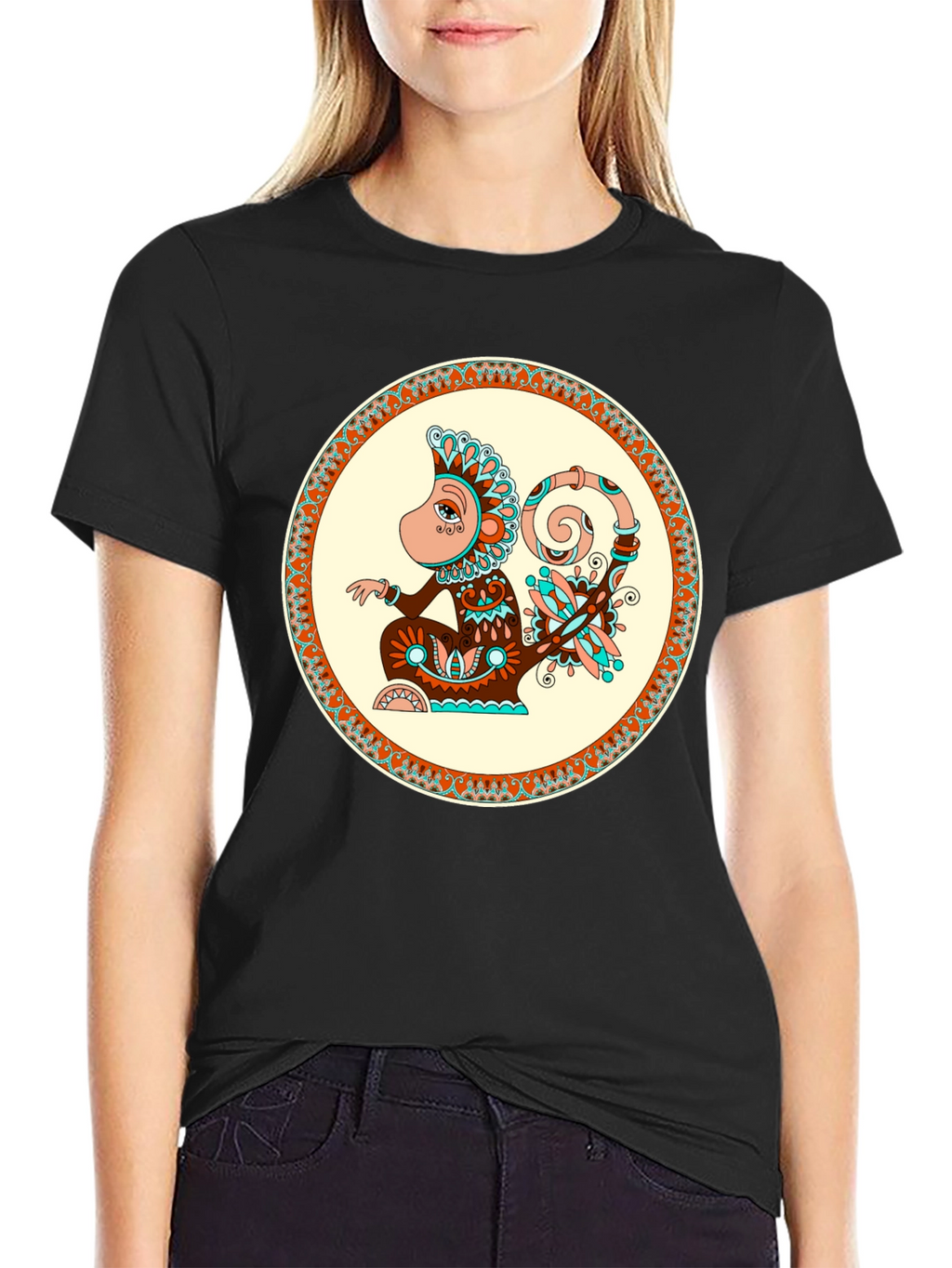 Monkey Graphic Print Crew Neck T-Shirt