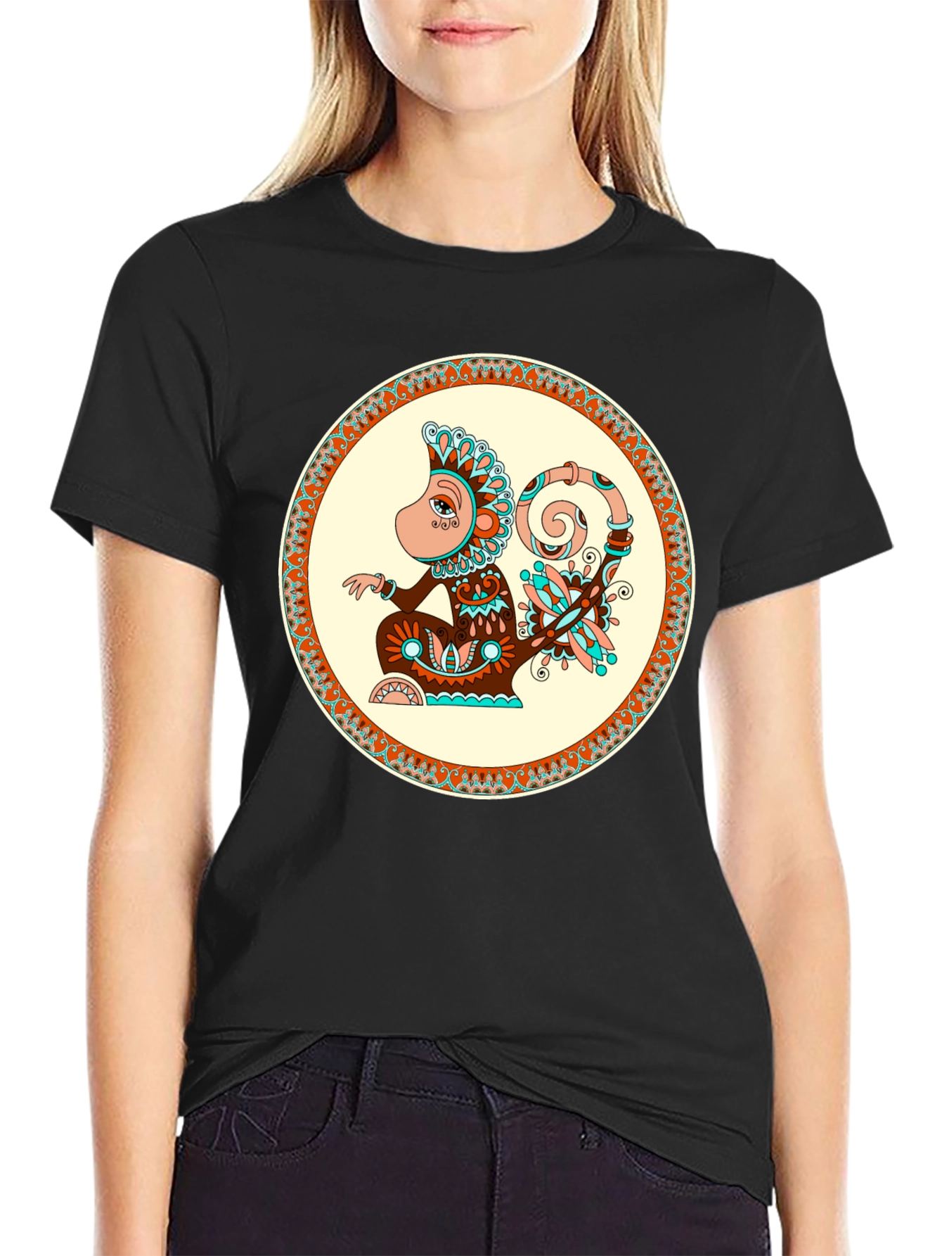 Monkey Graphic Print Crew Neck T-Shirt