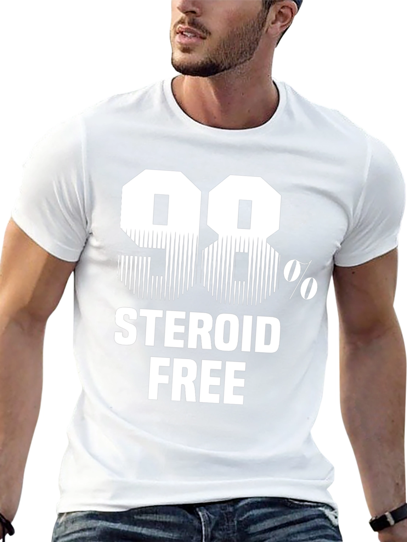 98% Steroid Free Funny Graphic T-Shirt