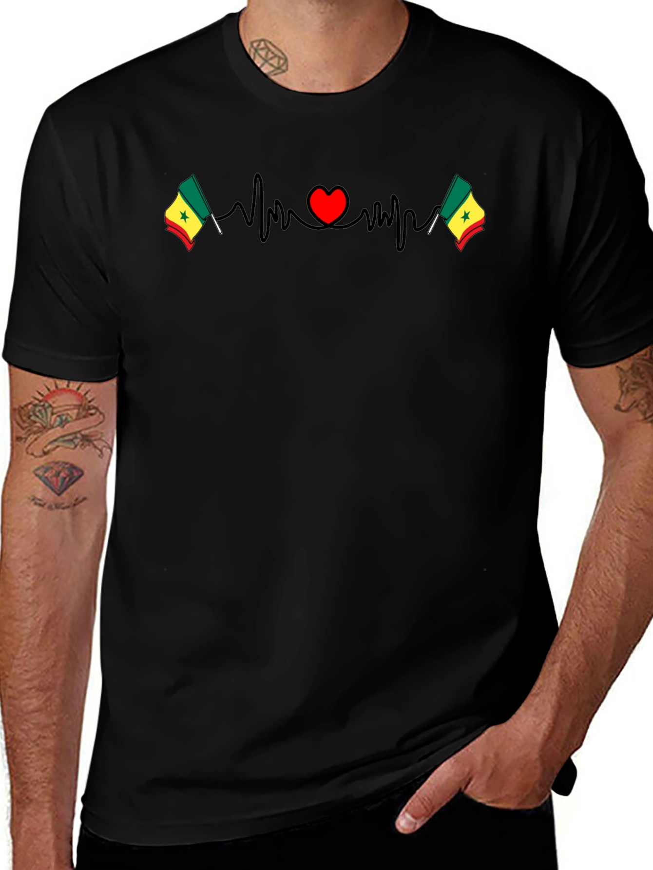 Senegal Flag Heartbeat T-Shirt