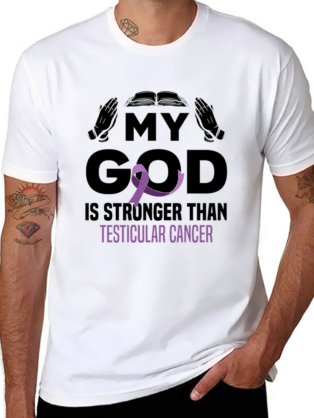My God Stronger Than Testicular Cancer Awareness T-Shirt