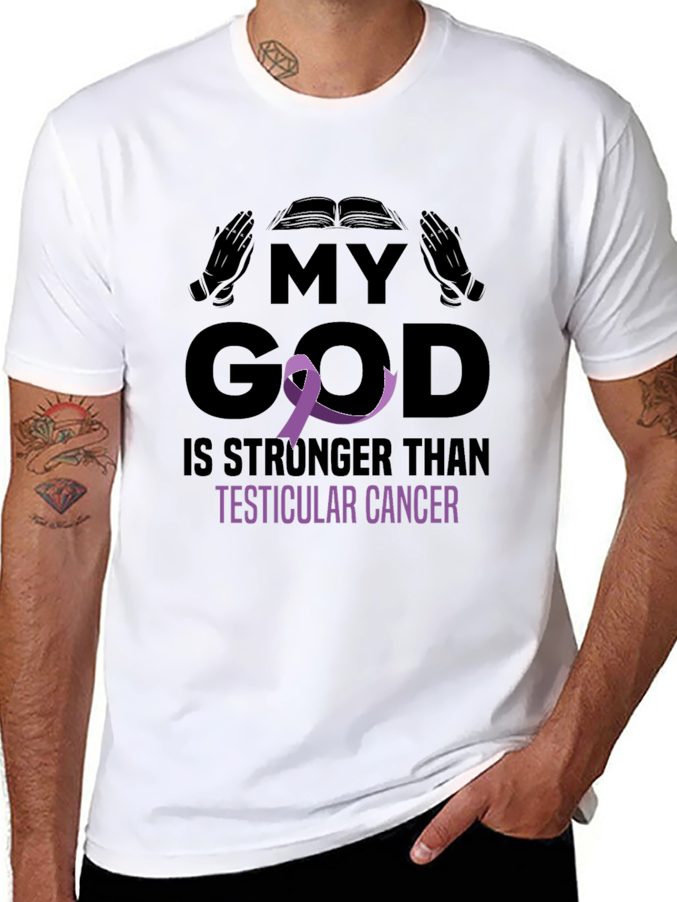My God Stronger Than Testicular Cancer Awareness T-Shirt