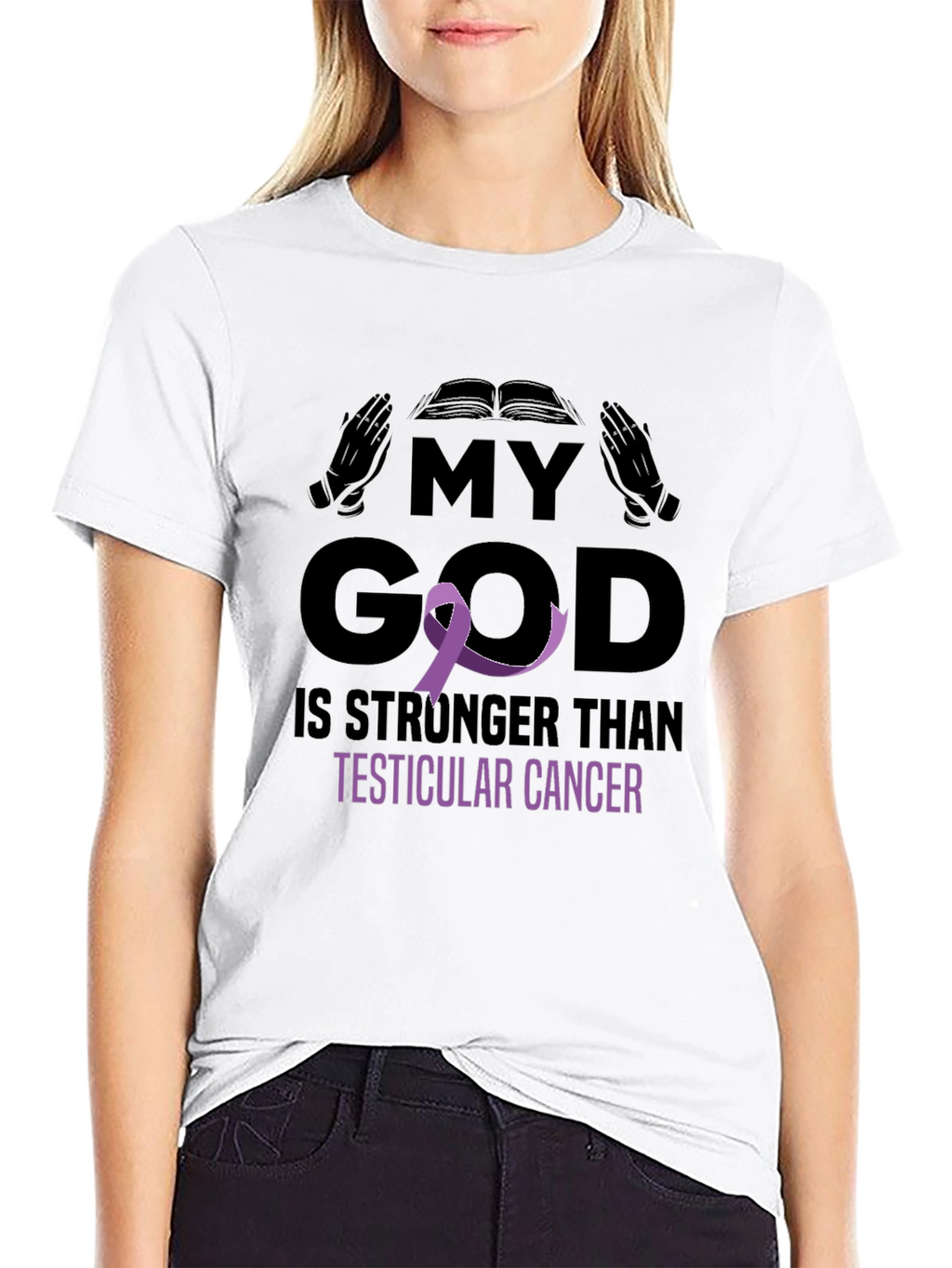 My God Stronger Than Testicular Cancer Awareness T-Shirt