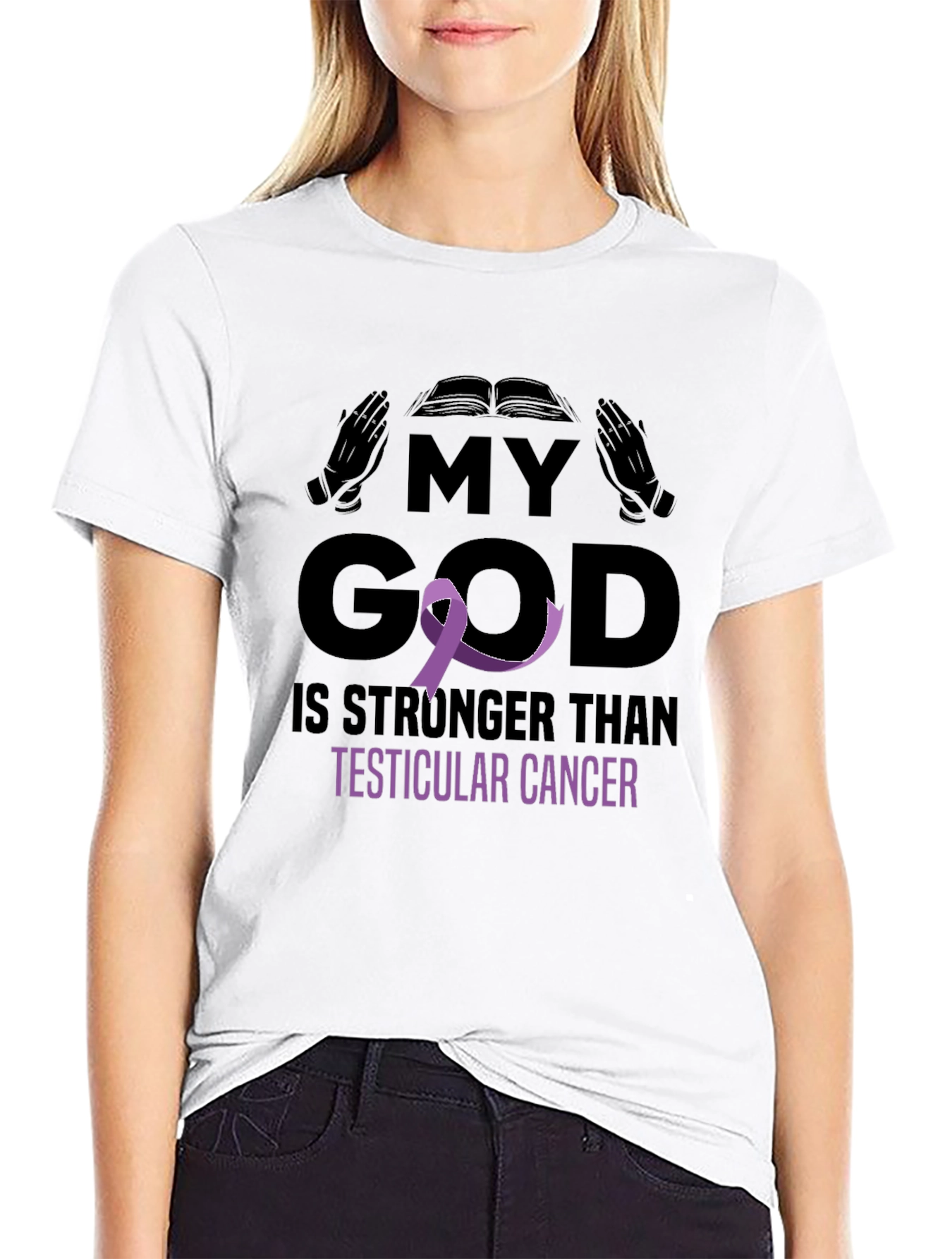 My God Stronger Than Testicular Cancer Awareness T-Shirt