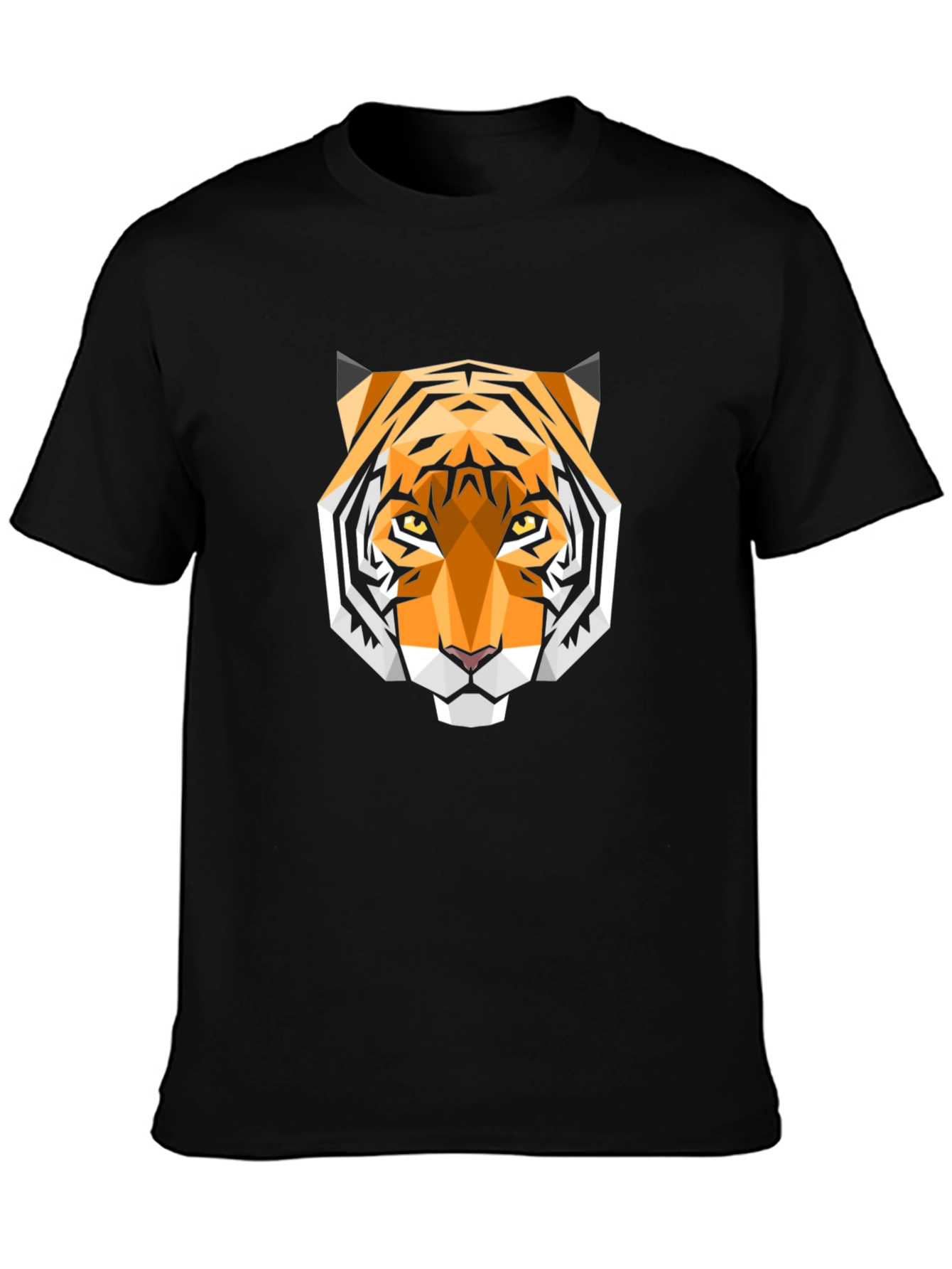 Geometric Tiger Head Graphic Black T-Shirt