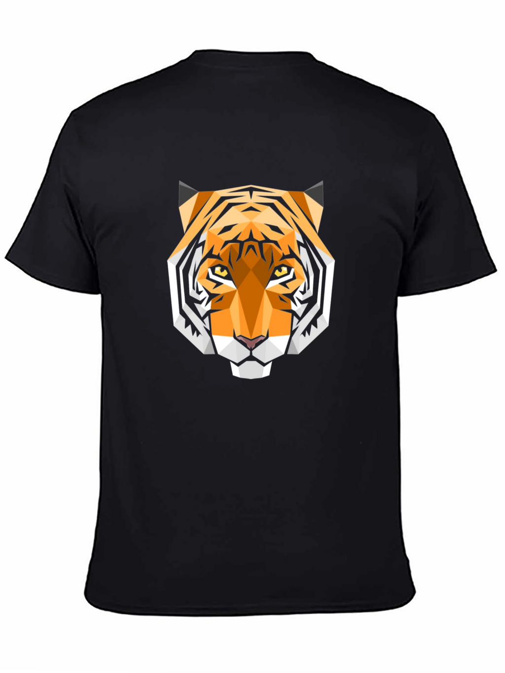 Geometric Tiger Head Graphic Black T-Shirt