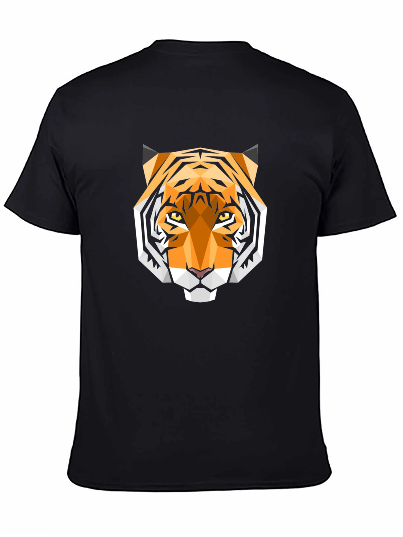 Geometric Tiger Head Graphic Black T-Shirt