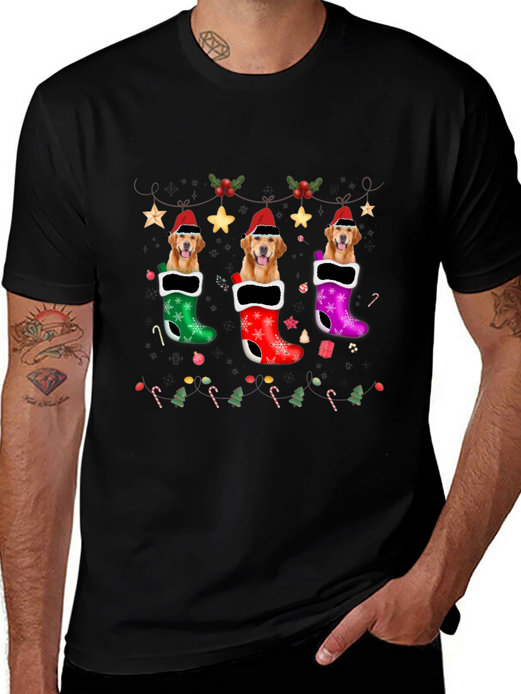 Golden Retriever Christmas Stocking T-Shirt
