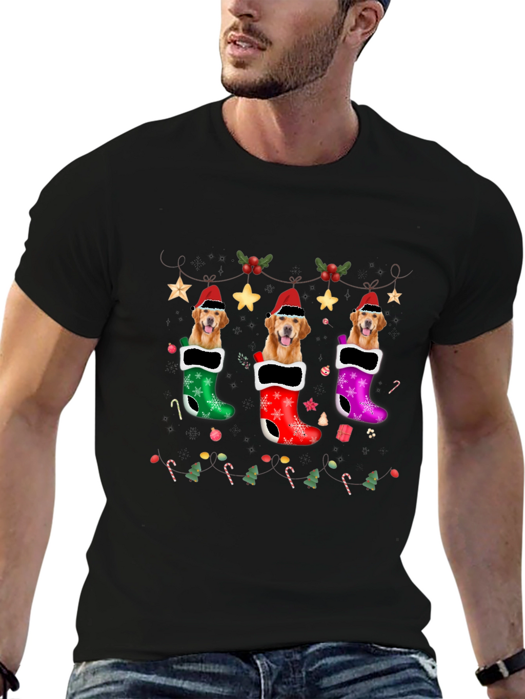 Golden Retriever Christmas Stocking T-Shirt