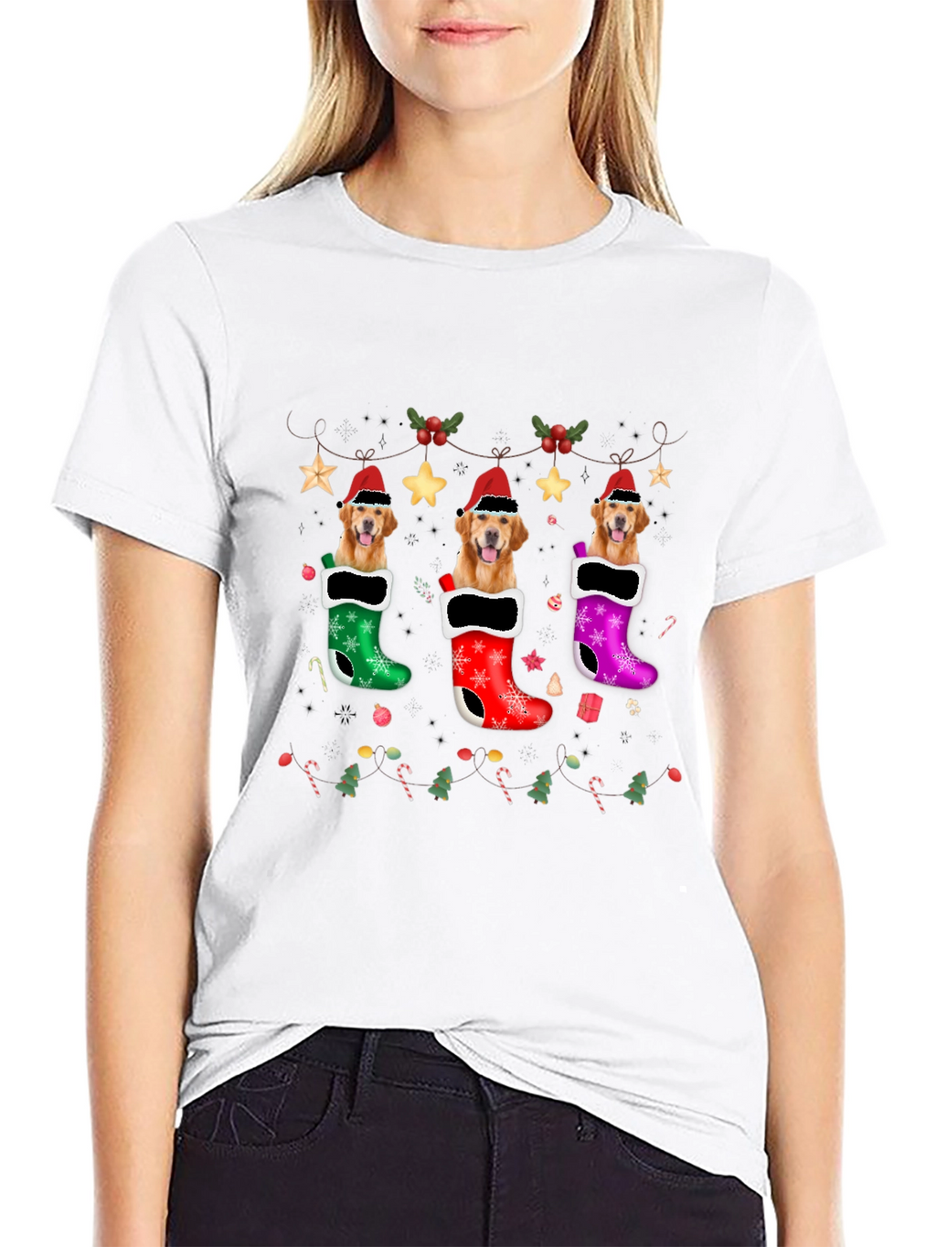 Golden Retriever Christmas Stocking T-Shirt