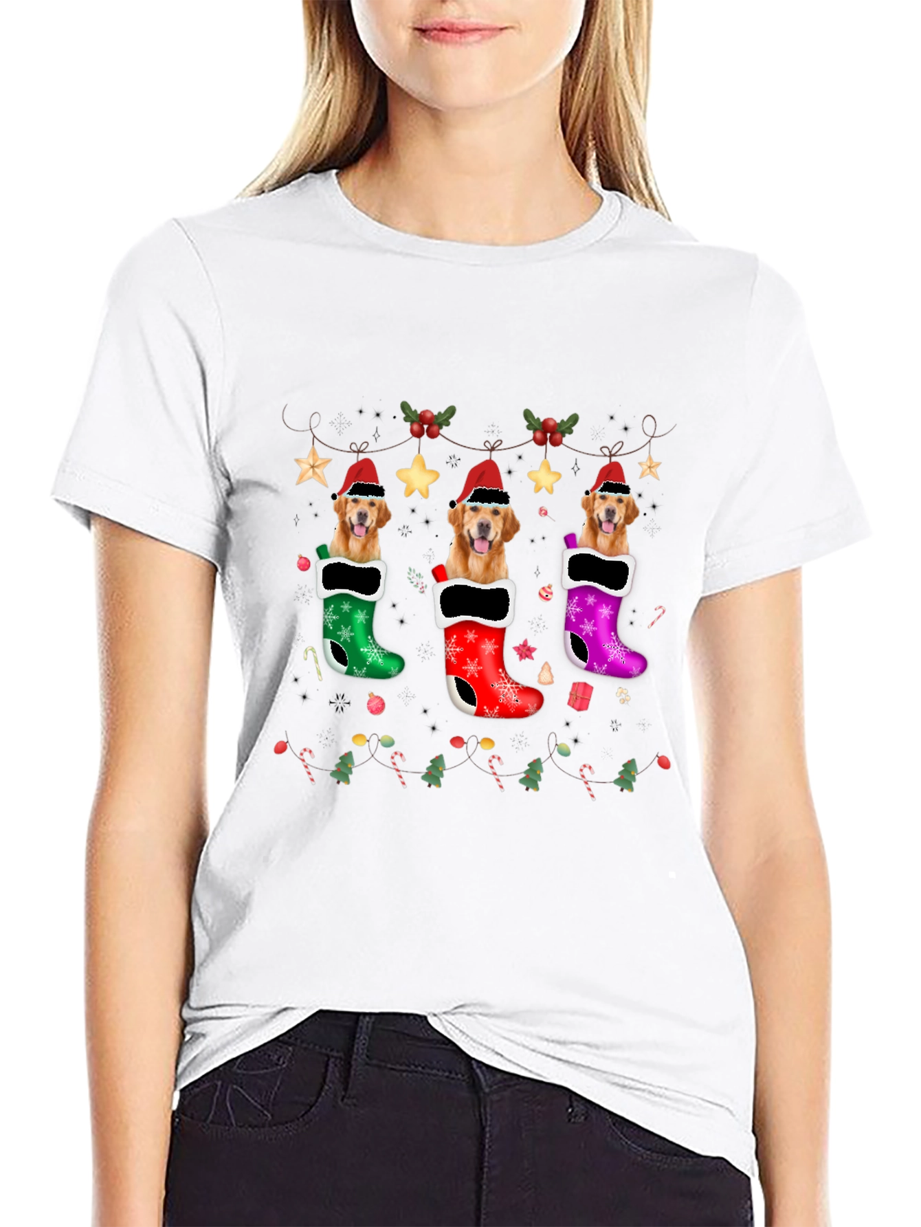 Golden Retriever Christmas Stocking T-Shirt