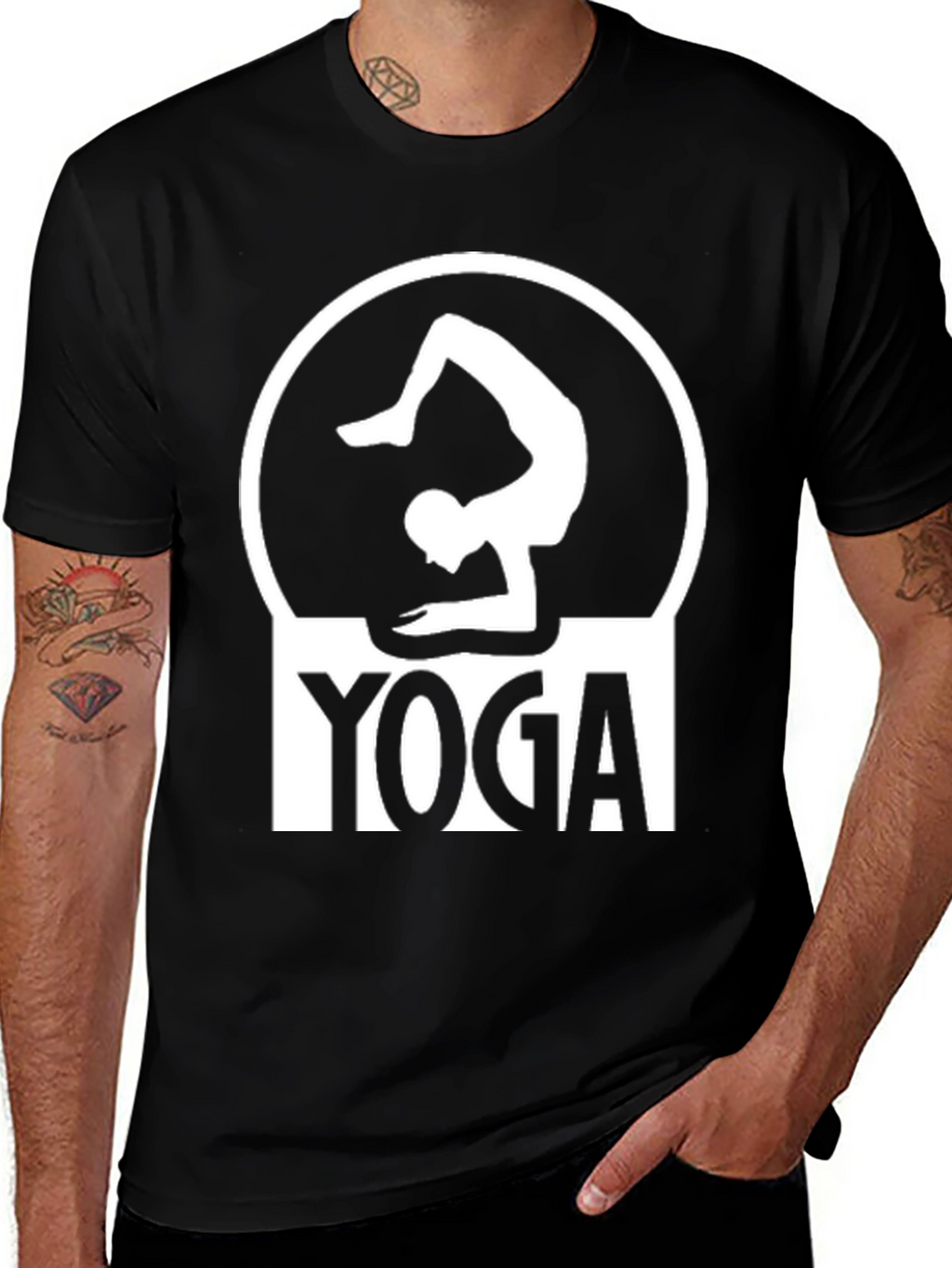 Yoga Pose Graphic Tee - Black Cotton T-Shirt