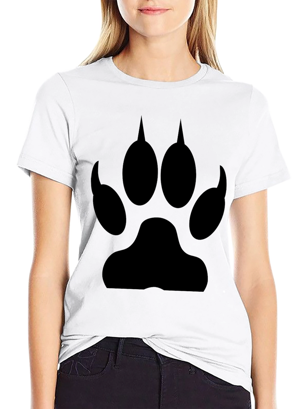 Black Wolf Paw Print T-Shirt
