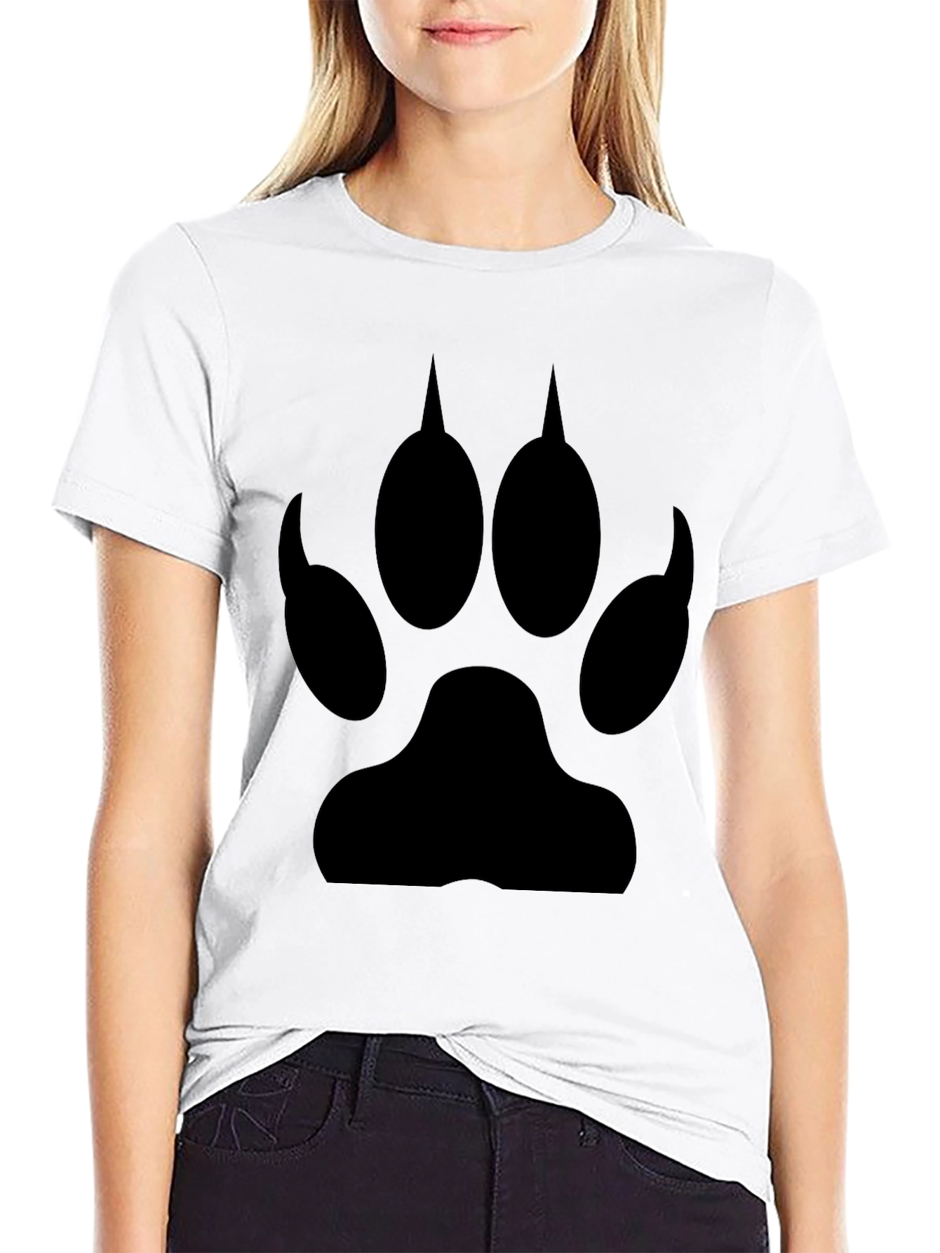 Black Wolf Paw Print T-Shirt