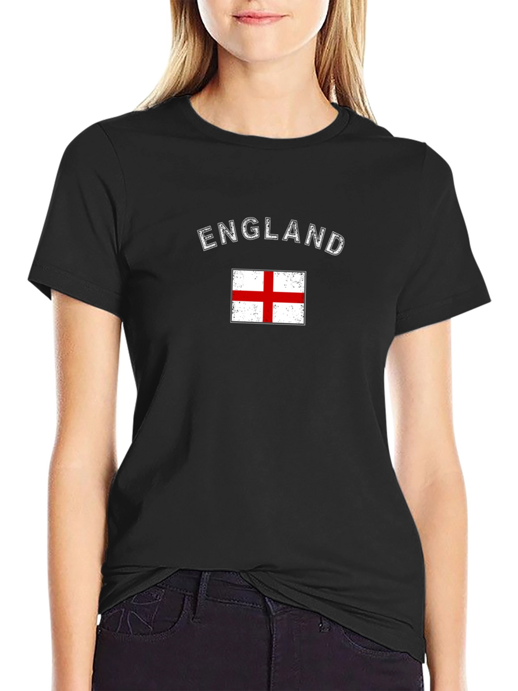 England Flag Graphic T-Shirt Short Sleeve Black Tee