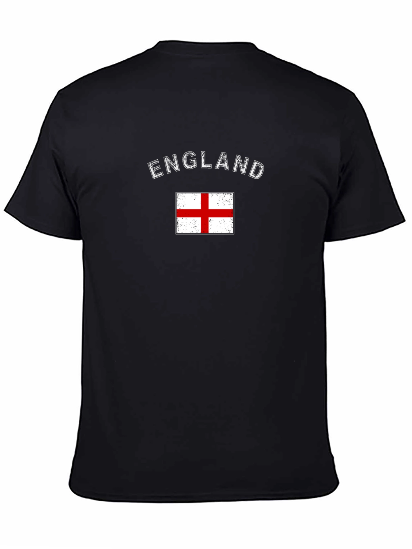 England Flag Graphic T-Shirt Short Sleeve Black Tee
