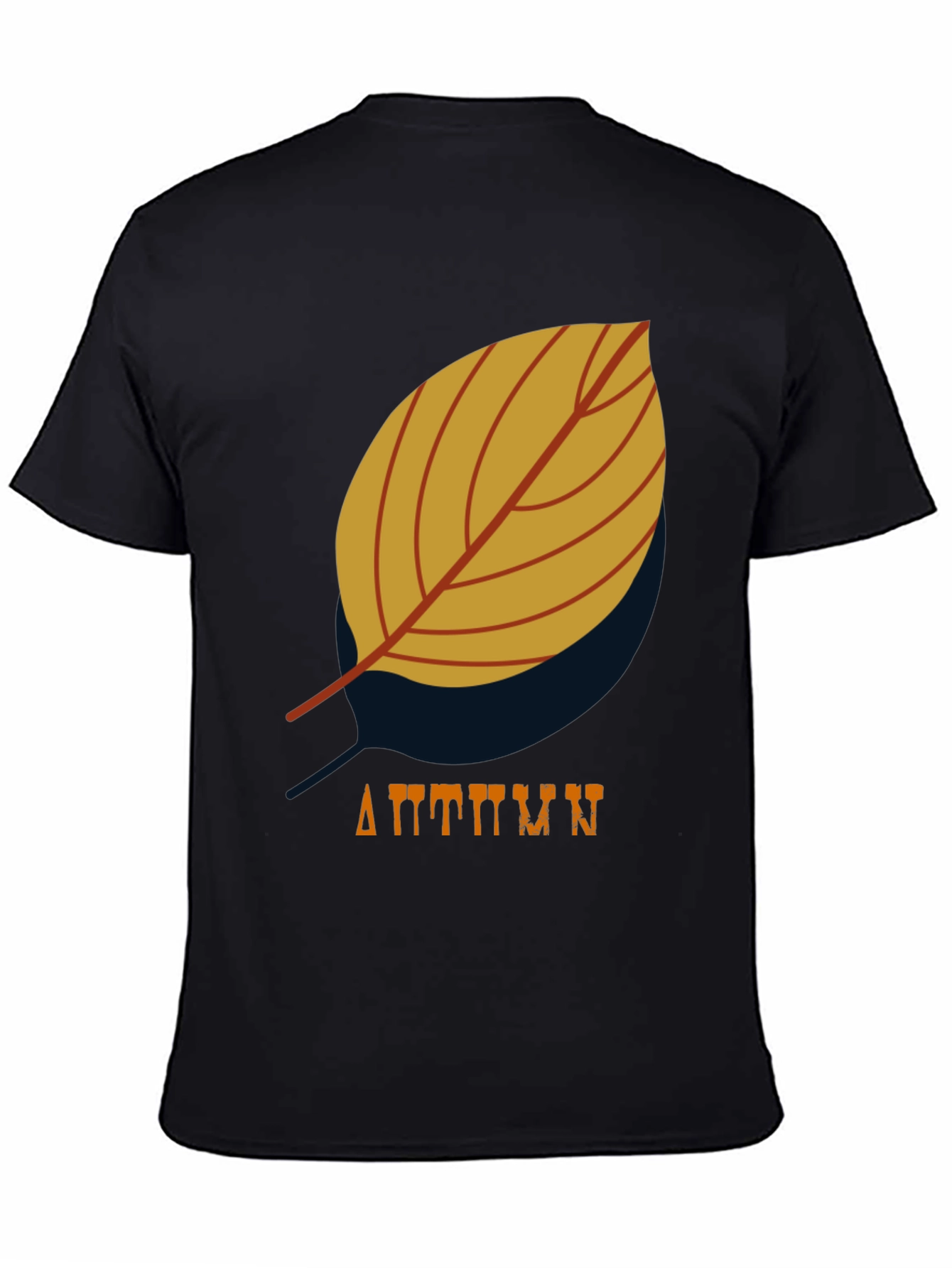 Mens Black Autumn Leaf Graphic T-Shirt