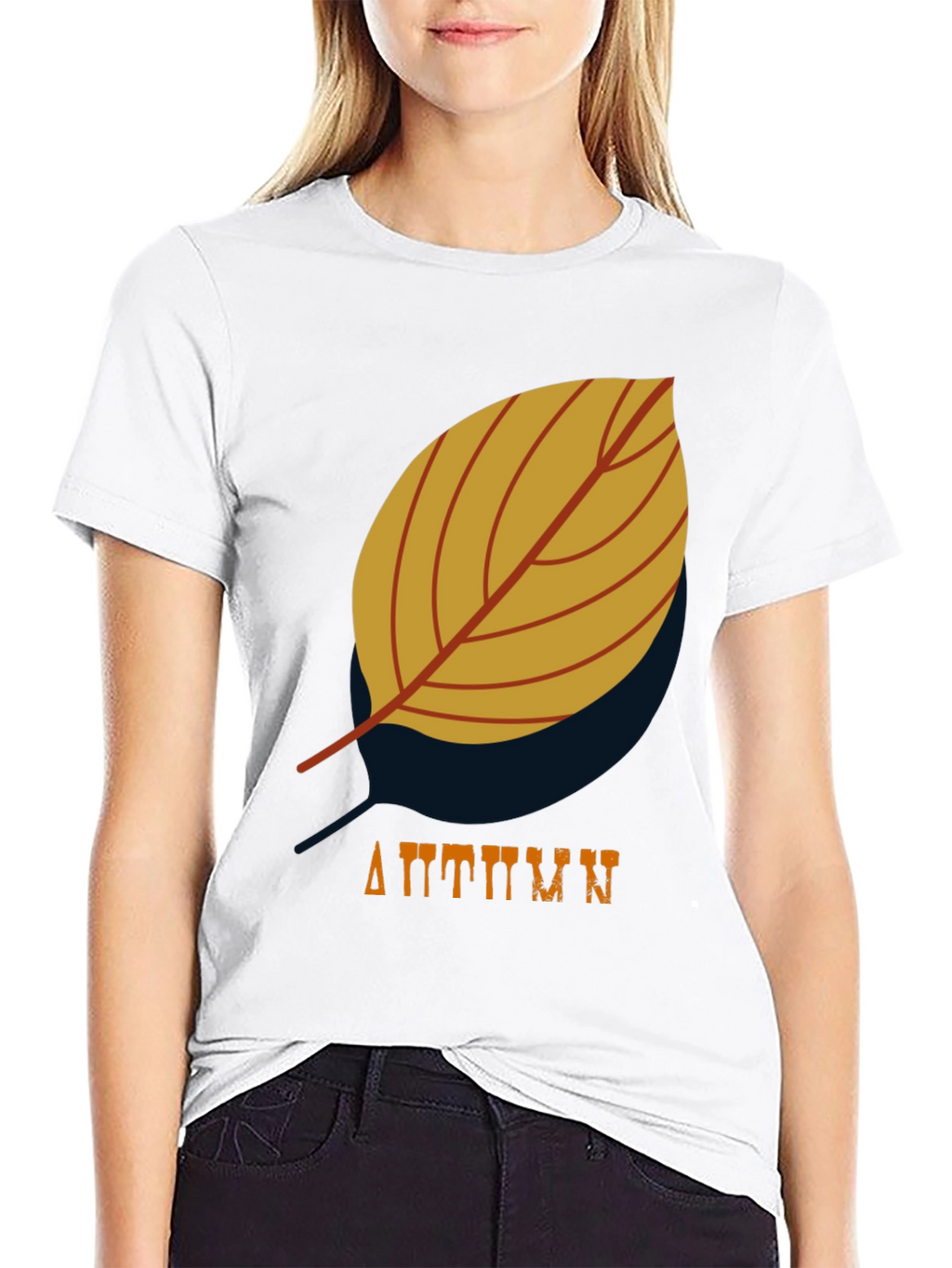 Mens Black Autumn Leaf Graphic T-Shirt