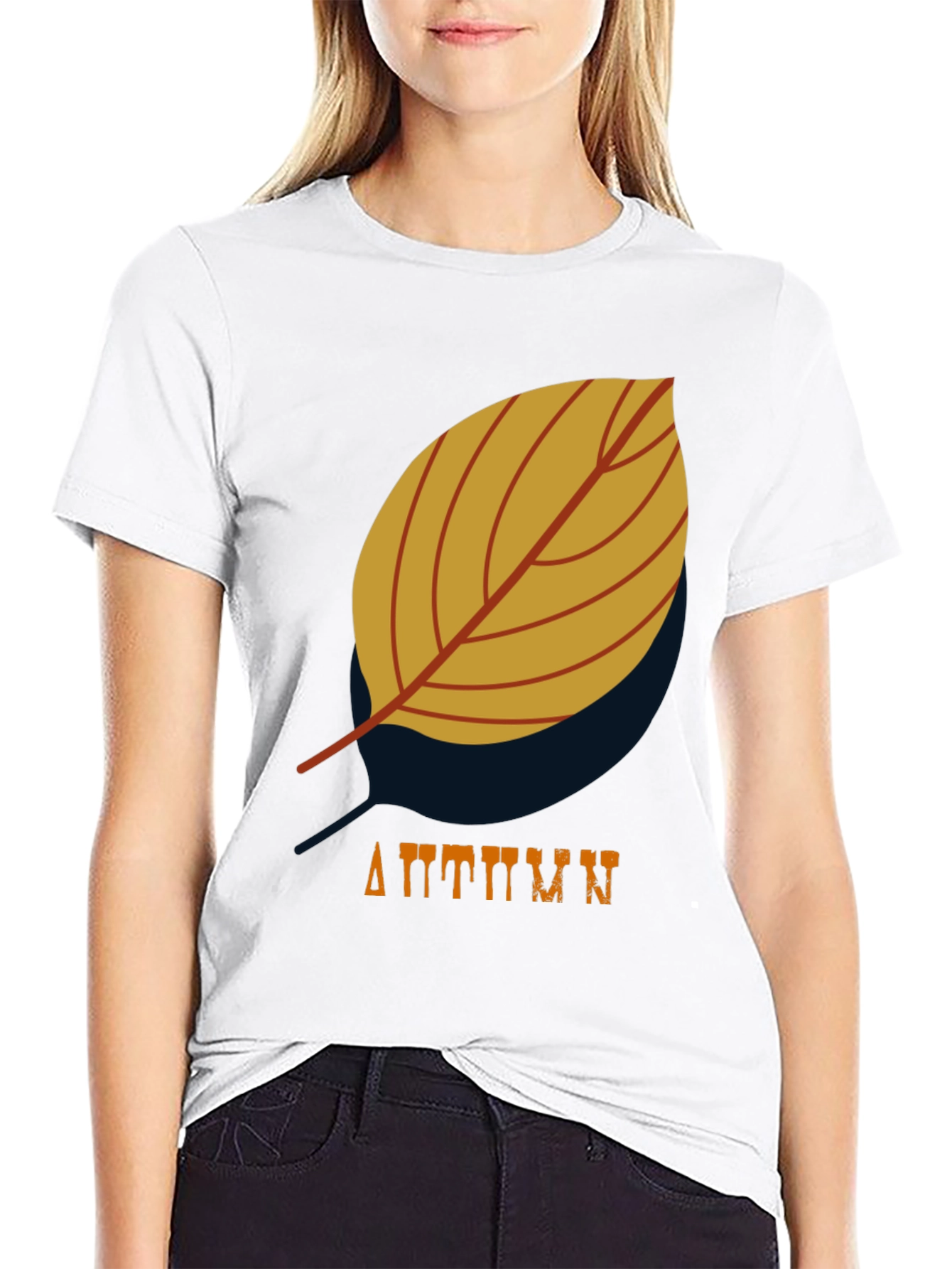 Mens Black Autumn Leaf Graphic T-Shirt