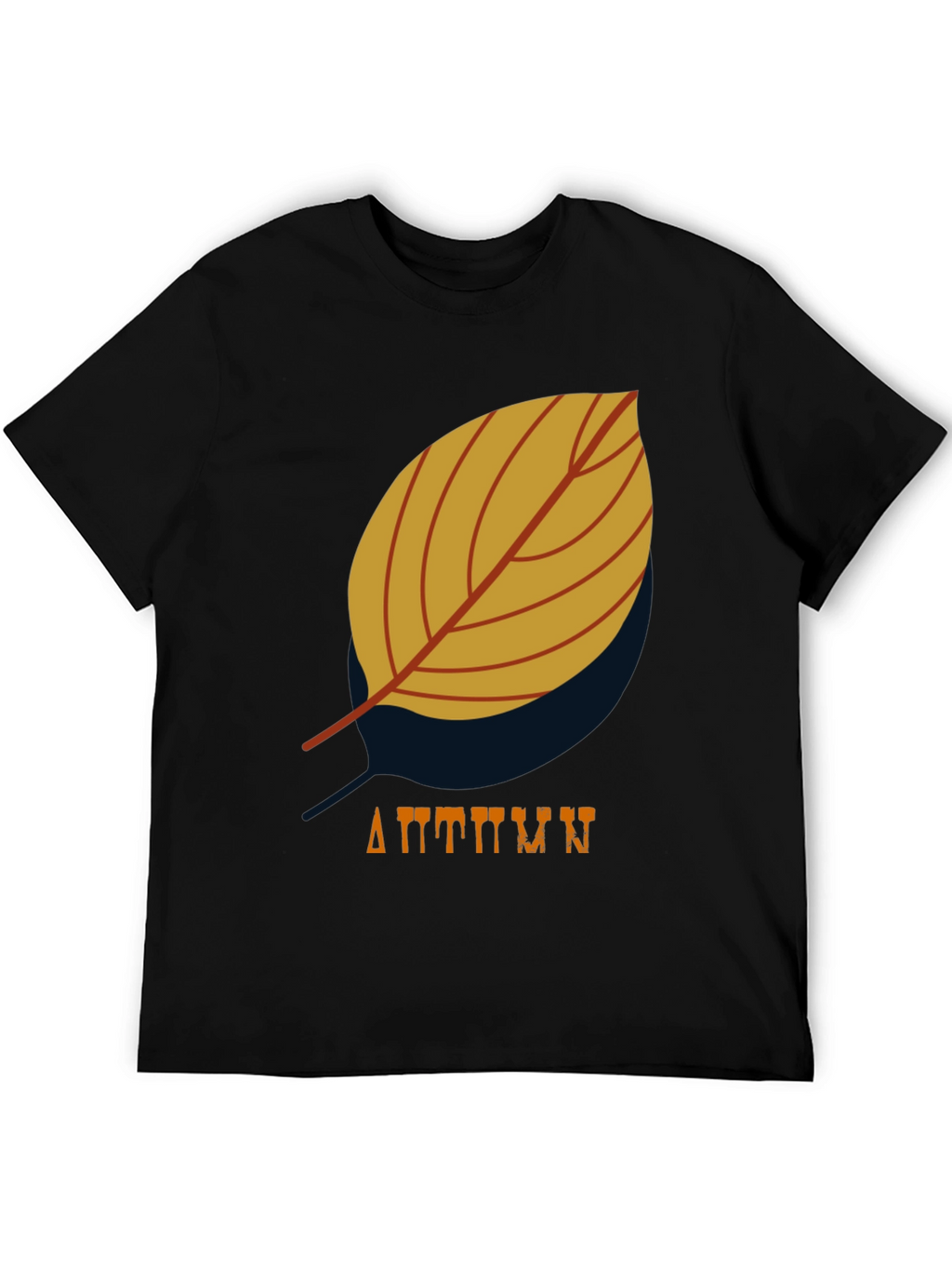 Mens Black Autumn Leaf Graphic T-Shirt