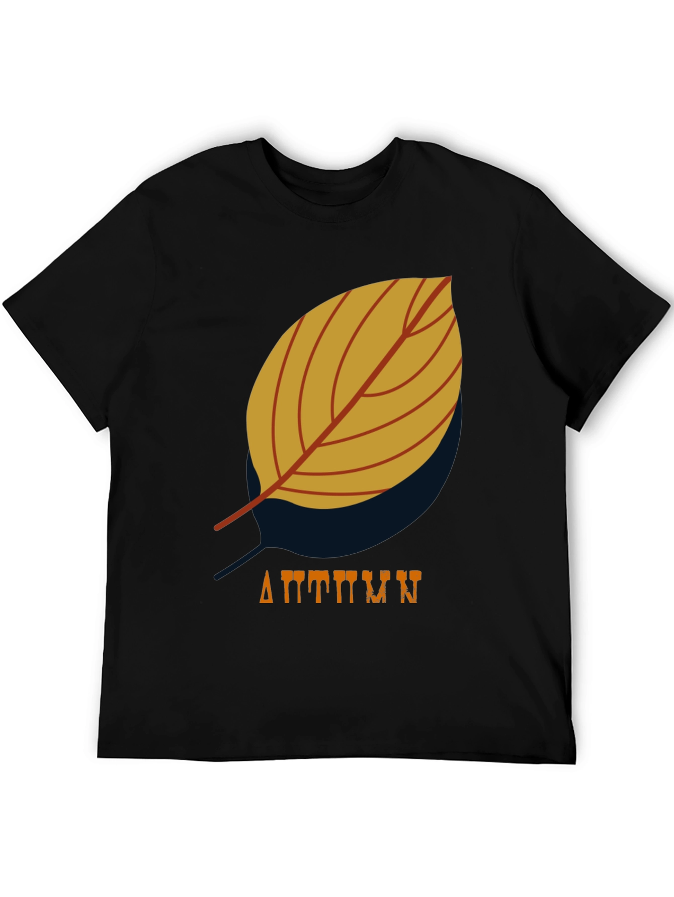 Mens Black Autumn Leaf Graphic T-Shirt