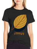 Mens Black Autumn Leaf Graphic T-Shirt
