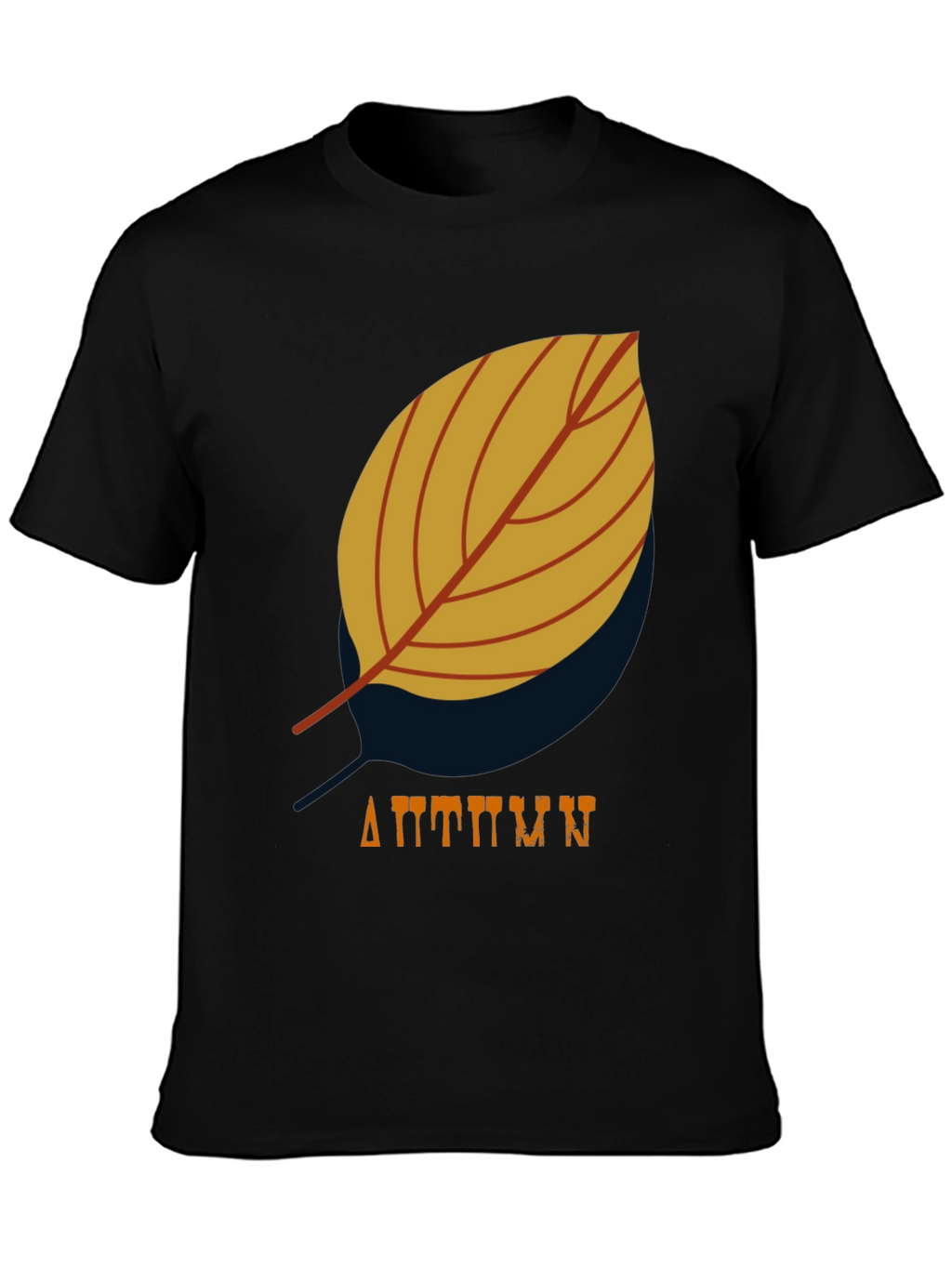 Mens Black Autumn Leaf Graphic T-Shirt