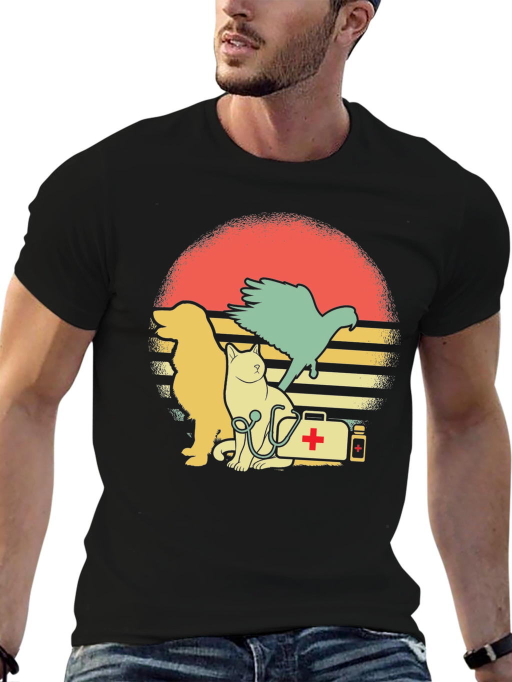 Veterinarian Pet T-Shirt: Dog Cat and Bird Graphic Tee