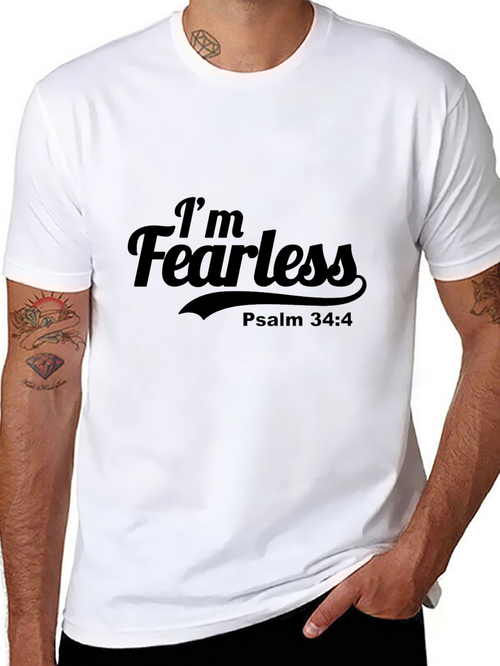 Im Fearless Psalm 34:4 Black T-Shirt