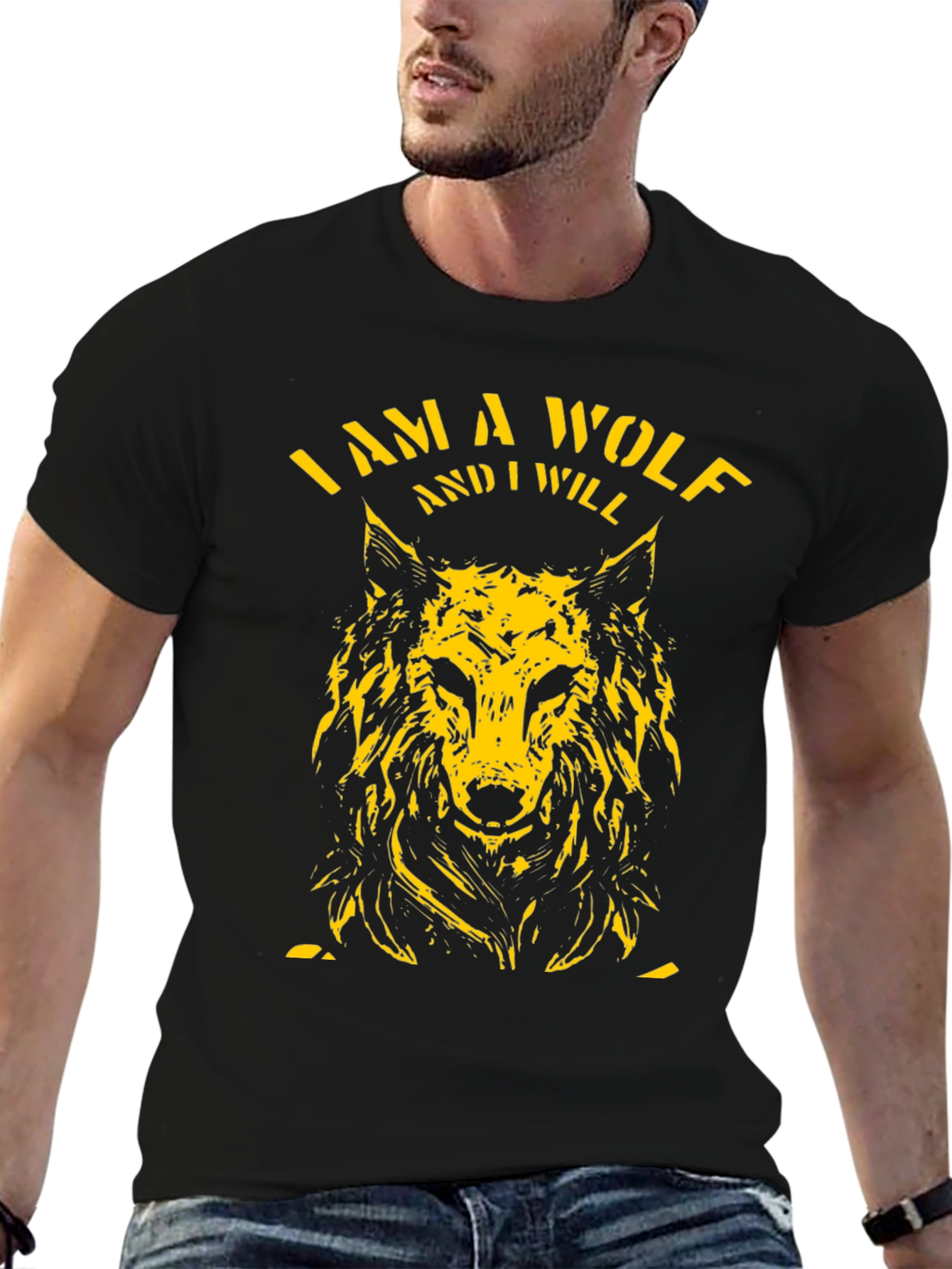 I Am A Wolf Graphic Tee - Black