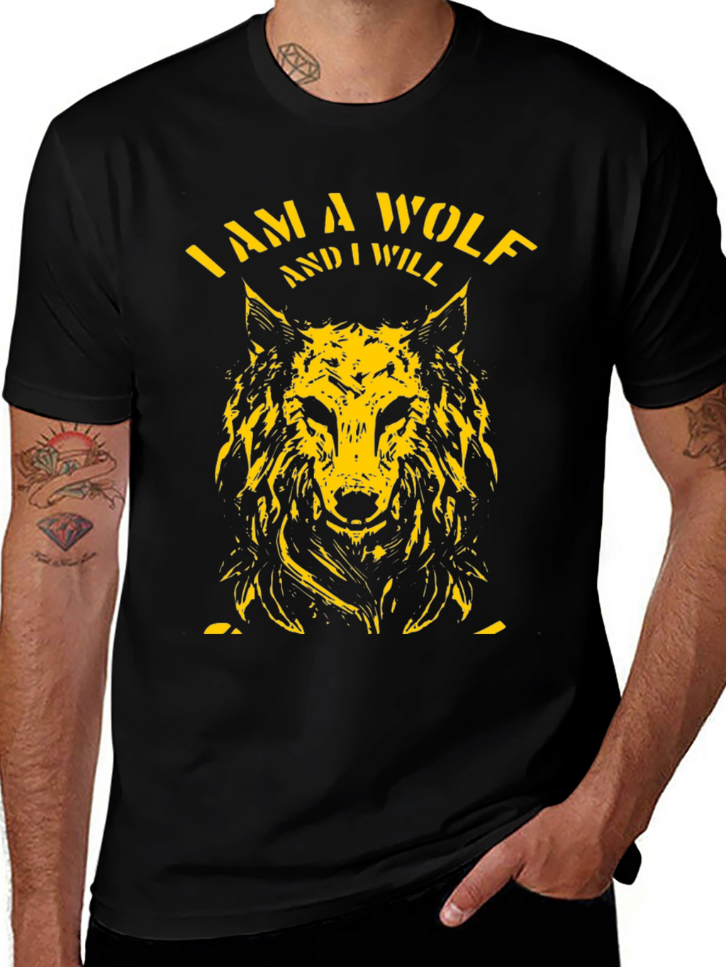 I Am A Wolf Graphic Tee - Black