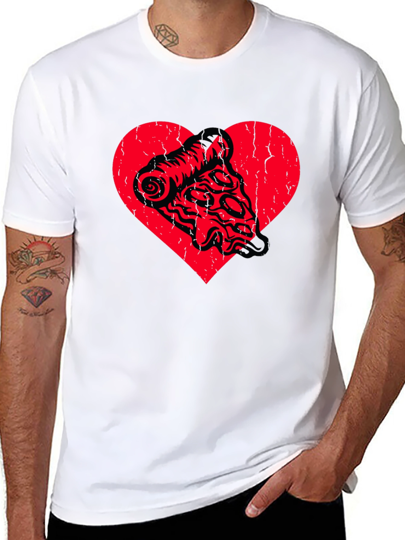 Pizza Heart Graphic Tee - Food Lover Shirt